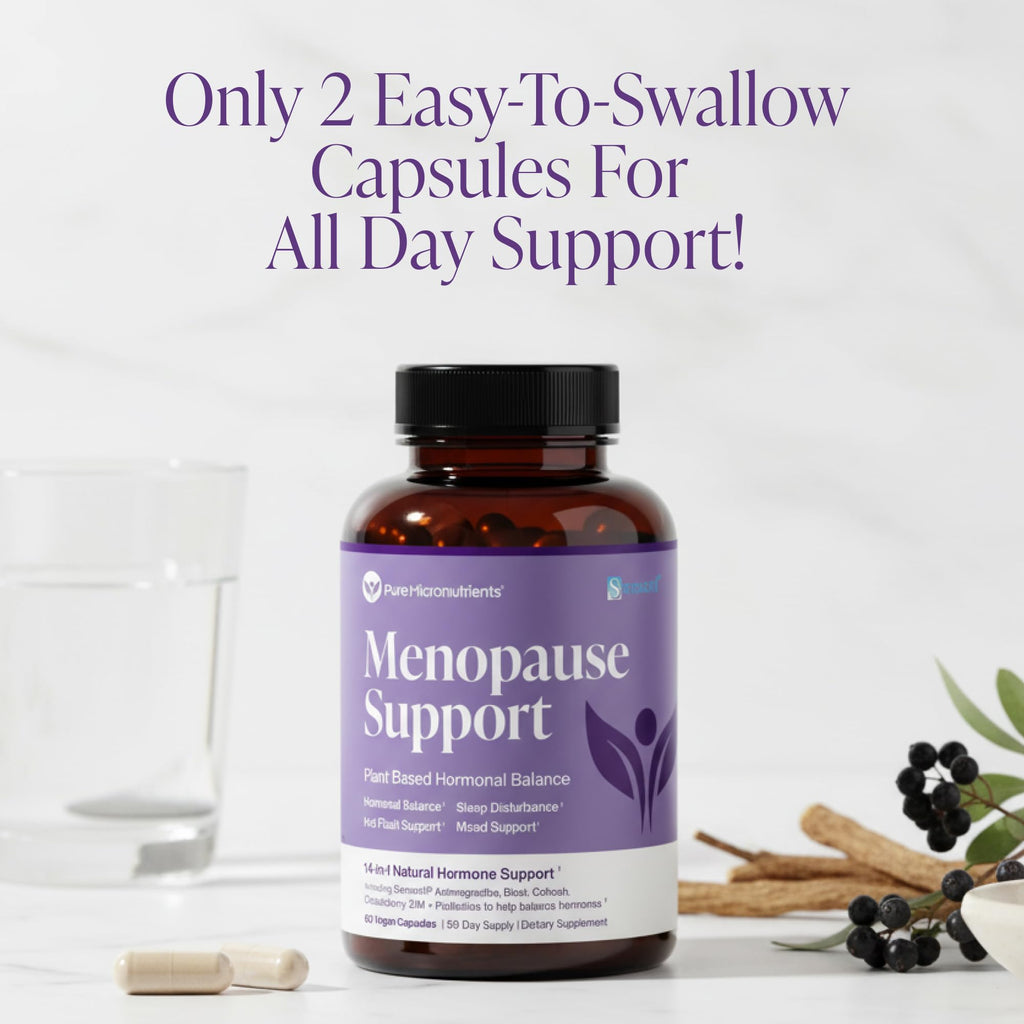 Menopause Supplements for Women - Natural Hormone Balance - Hot Flashes, Night Sweats, Sleep & Mood Support. with Sensoril® Ashwagandha, DIM, Chaste Berry & Black Cohosh Root - 60 Count Pure Micronutrients Au supplements