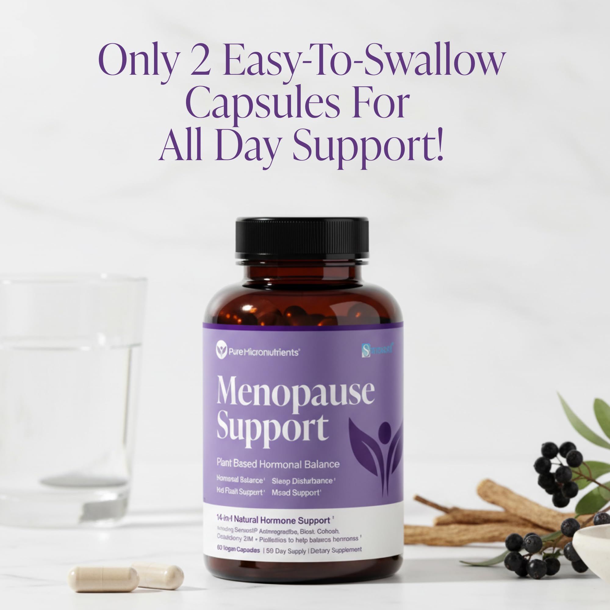Menopause Supplements for Women - Natural Hormone Balance - Hot Flashes, Night Sweats, Sleep & Mood Support. with Sensoril® Ashwagandha, DIM, Chaste Berry & Black Cohosh Root - 60 Count Pure Micronutrients Au supplements