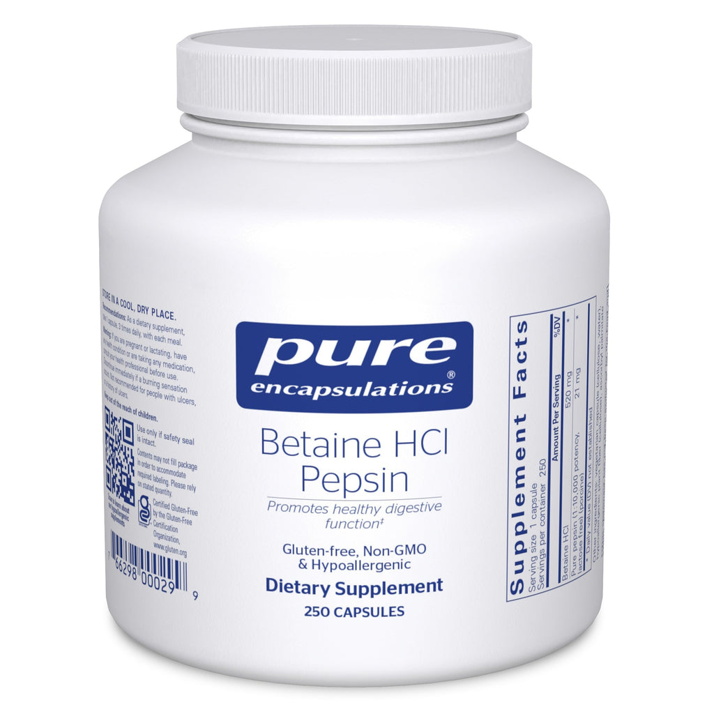 Pure Encapsulations Betaine HCl Pepsin - Digestive Enzymes Supplement for Digestion Aid & Support, Stomach Acid & Nutrient Absorption*