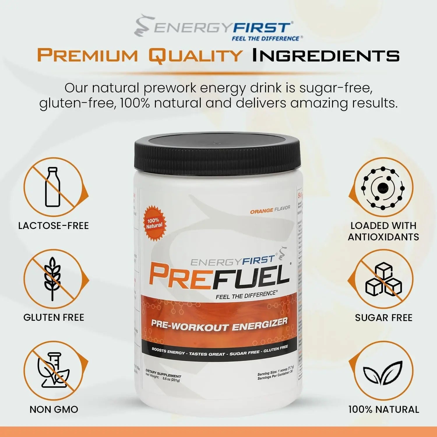 EnergyFirst Prefuel Pre-Workout Powder, Orange Flavor, Boost Energy, Creatine Monohydrate EnergyFirst Au supplements