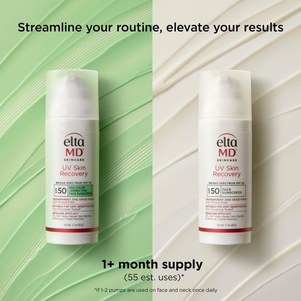 EltaMD UV Skin Recovery Green Tint 100% Mineral Sunscreen, SPF 50, Redness Correcting