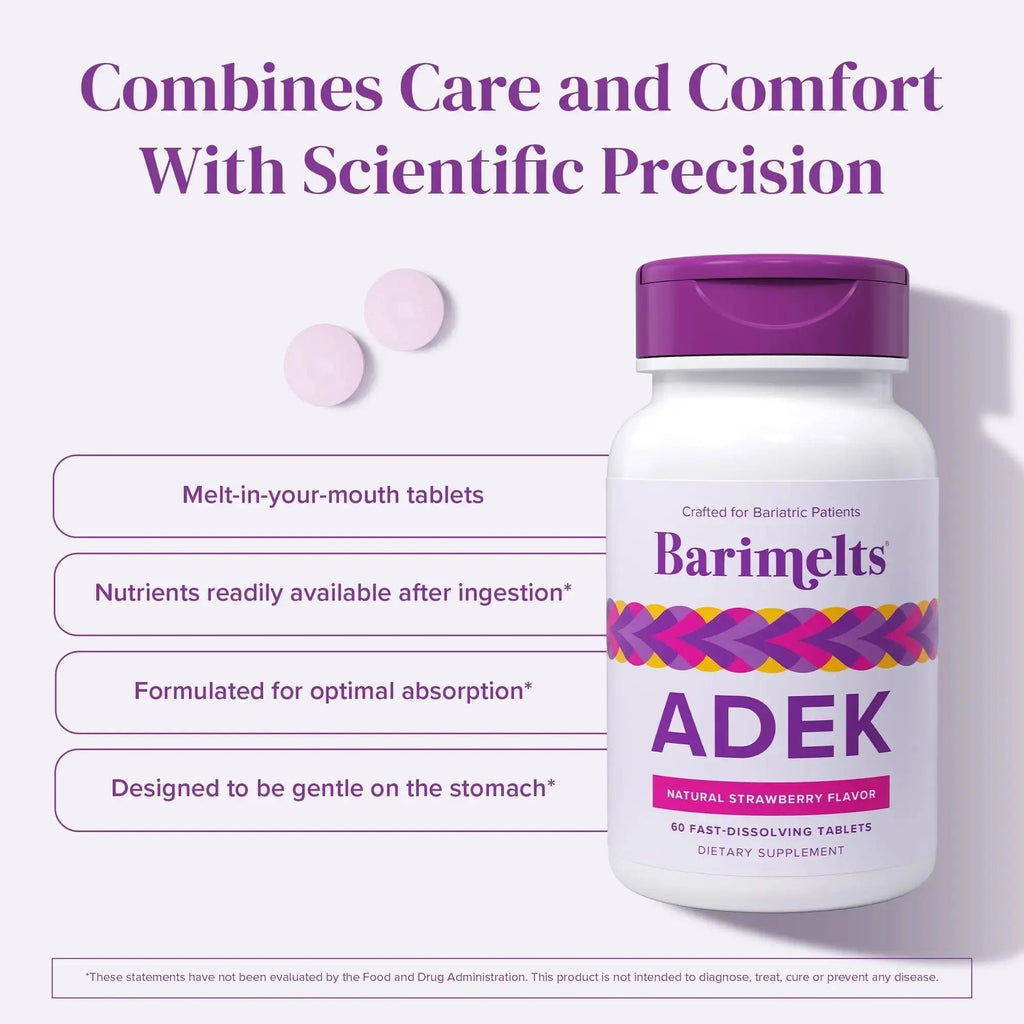 Barimelts ADEK - 60 Fast-Dissolving Tablets (2-Month Supply) - Sugar-Free Bariatric Vitamins for Women Including Vitamin A, Vitamin D, Vitamin E BariMelts Au supplements