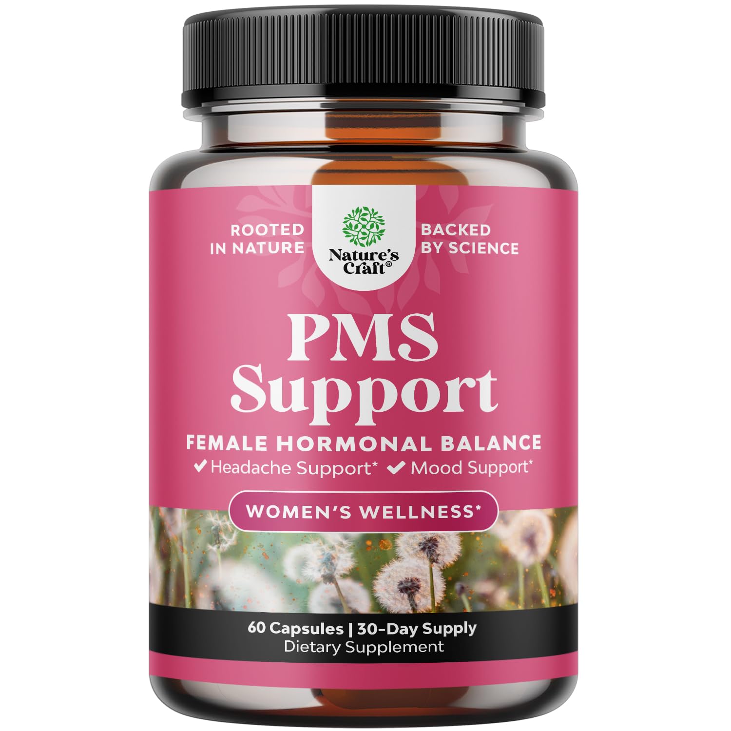 PMS Support Supplement for Women – Hormone Balance for Women & Menstrual Discomfort with DIM, Chasteberry, Black Cohosh & Ashwagandha - for Period Cramps Ease, Menopause Bloating, Mood Swing – 60 Ct Natures Craft Au supplements