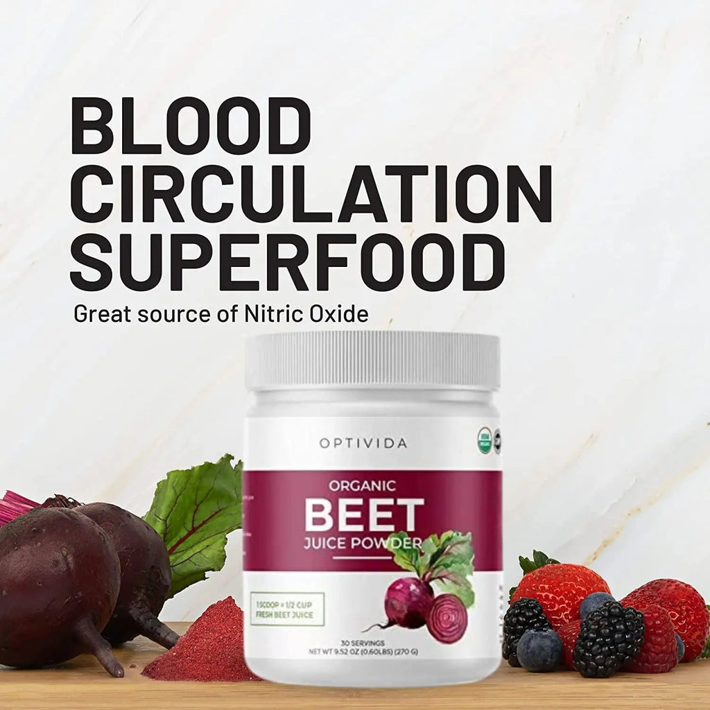 OPTIVIDA Nitric Oxide Beet Powder Organic | All Natural Beets Roots Supplements OPTIVIDA Au supplements