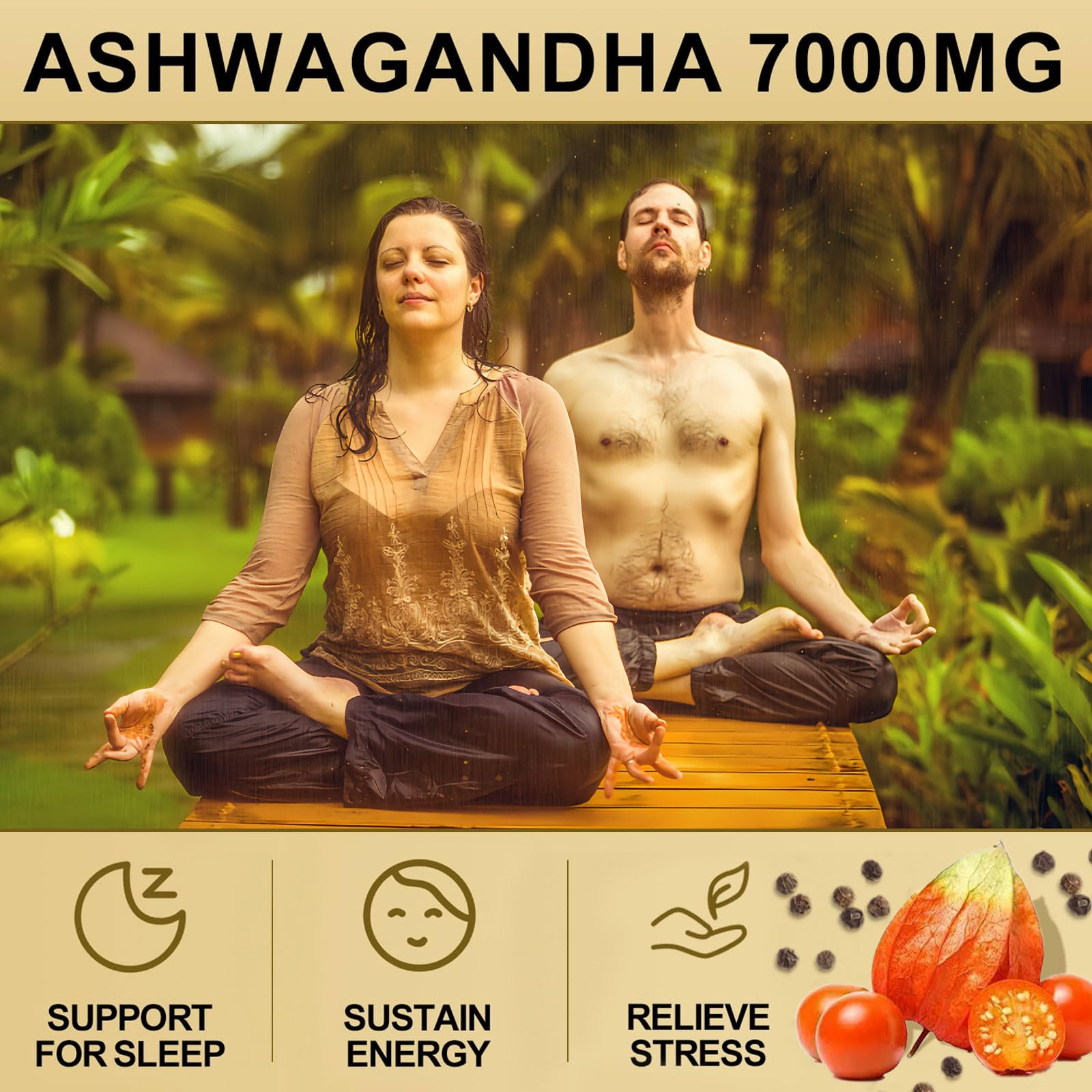 7000mg Ashwagandha Supplements Powder (20:1 Root Extract), 120 Organic Ashwagandha Capsules for Women & Men, Black Pepper & BioPerine for Absorption, Non GMO, Third-Party Tested, Gluten Free SoundHealth Au supplements