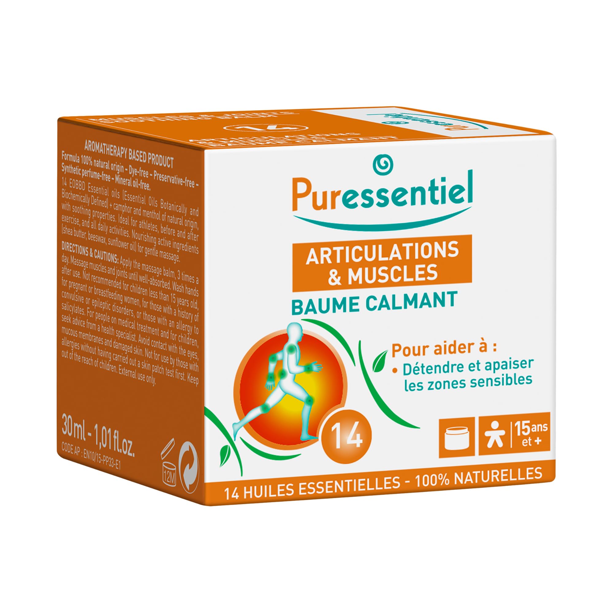Puressentiel Muscle and Joints Balm - Essential Oil and Shea Butter Balm for Back and Neck Massage - Dye-Free, No Preservatives - 1.01 oz Puressentiel Au supplements