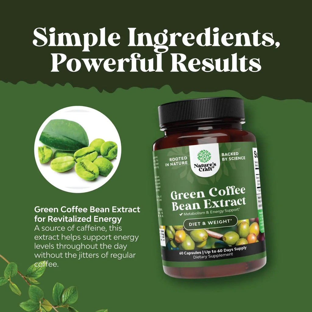 Pure Green Coffee Bean Extract - Super Energizing Green Coffee Extract with 50% Chlorogenic Natures Craft Au supplements