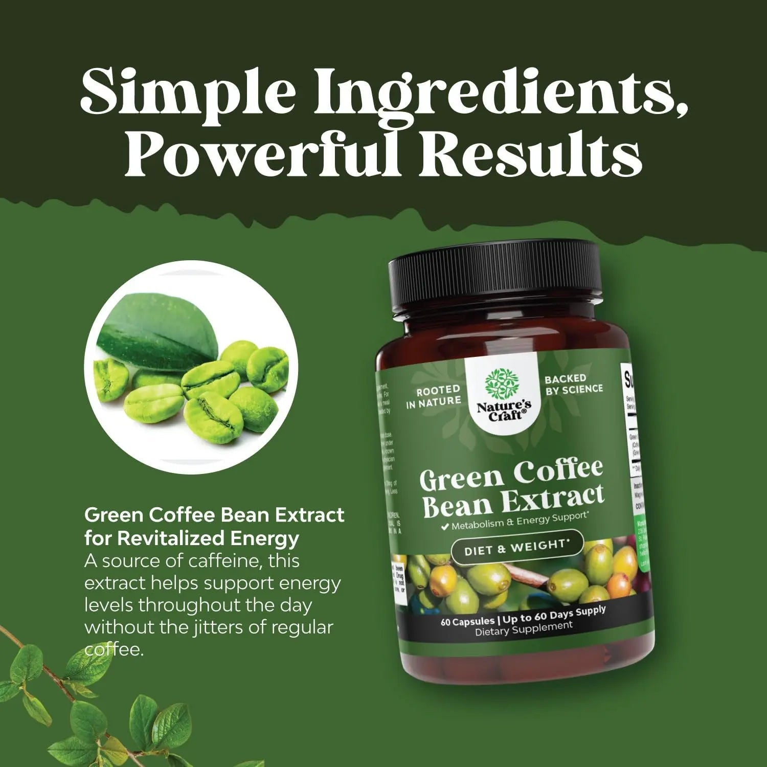 Pure Green Coffee Bean Extract - Super Energizing Green Coffee Extract with 50% Chlorogenic Natures Craft Au supplements