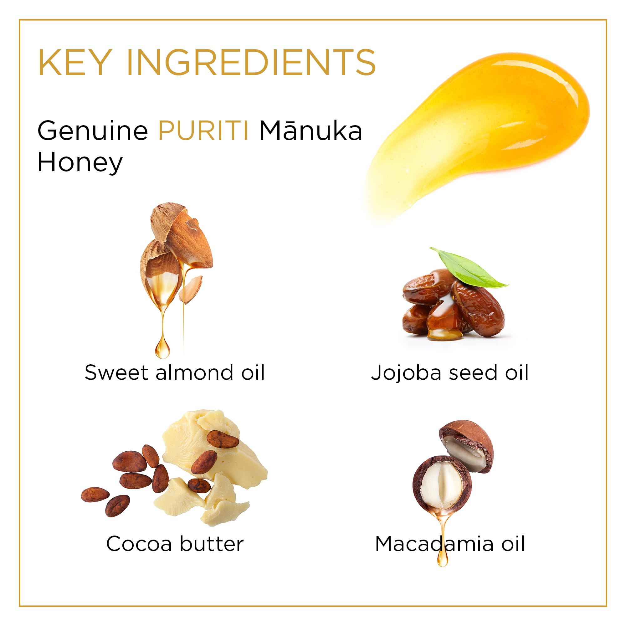 PURITI Manuka Honey Lip Balm – 3pack Soothing & Moisturizing, Enriched with Almond