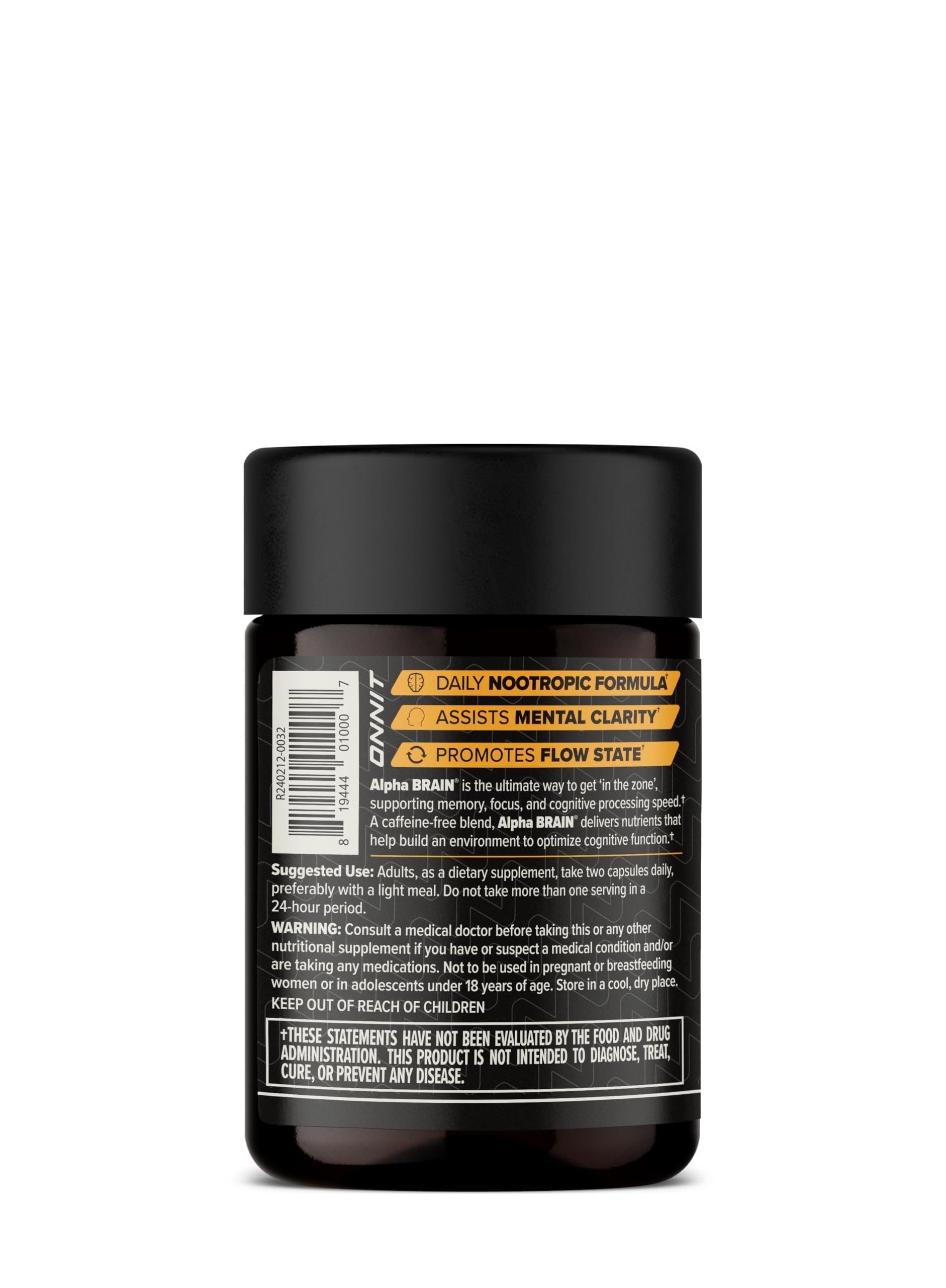 ONNIT Alpha Brain Capsules for Men & Women, IGEN Non-GMO Tested Memory, Focus & Mental Clarity Support with L-Theanine