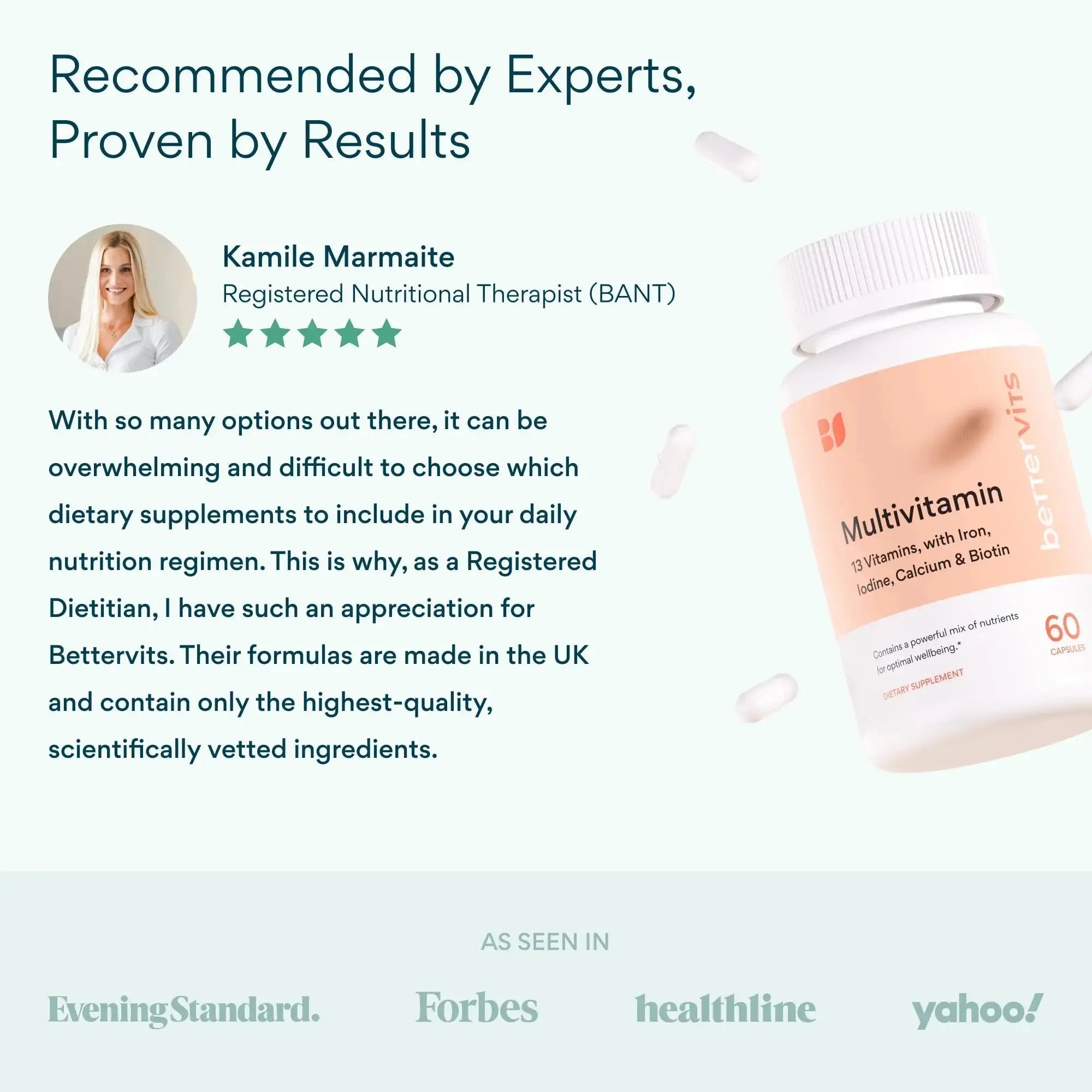 Bettervits Multivitamin for Women & Men | Womens Daily Multivitamin with 13 Essential Vitamins Iron, Iodine, Calcium and Biotin B BETTERVITS Au supplements