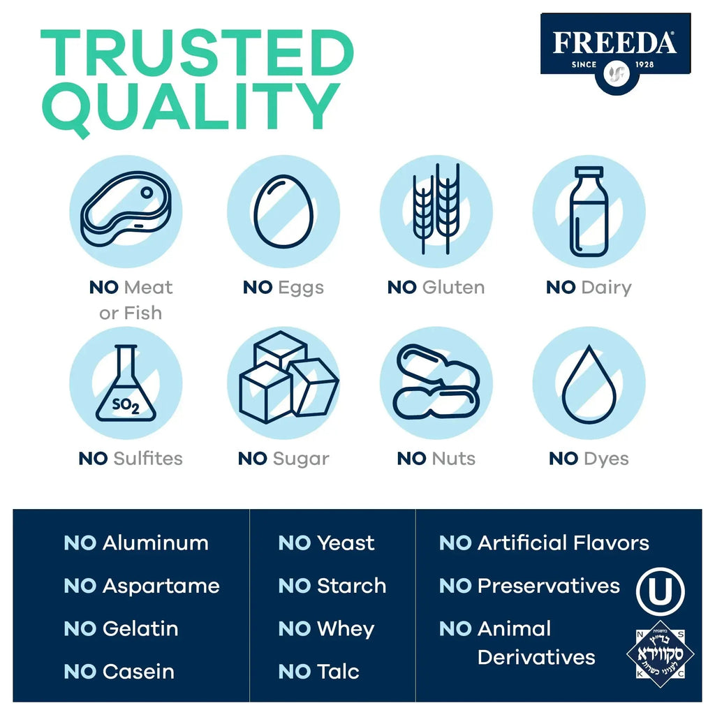 Freeda Senior Multivitamin - Kosher Vitamins for Men & Women 60 and Over - One Daily Coated Tablet - Women’s & Men’s Vitamins Multivitamin 60 Plus FREEDA Au supplements