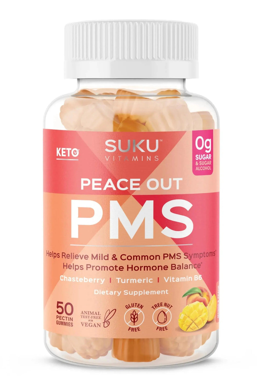 SUKU Vitamins - PMS Gummy Supplement with Chasteberry to Relieve PMS and Menopause Peach Mango Gummies (50 Count) SUKU Au supplements