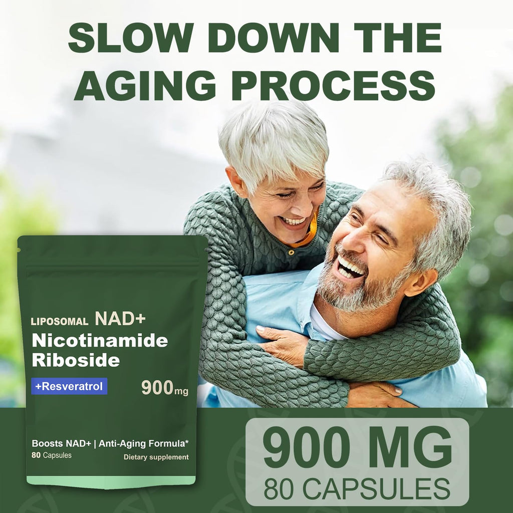 Quackiki NAD Resveratrol Supplement with NAD Nicotinamide Riboside Resveratrol 900 MG, Boost NAD+ for Cellular Health, Anti-Aging, Energy, Focus - 80 Capsules(2Pcs) Quackiki Au supplements