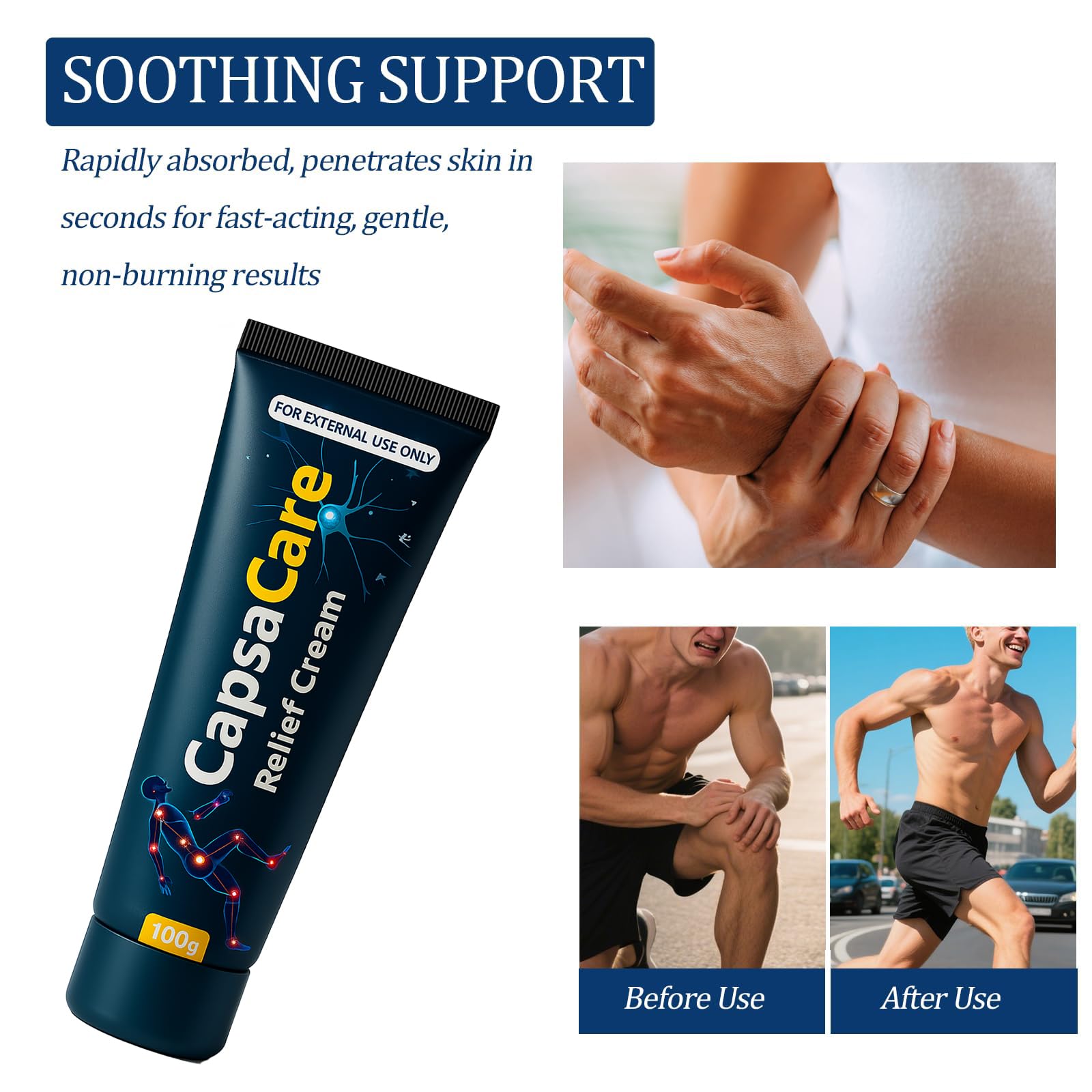 CapsaCare Neuropathy Relief Cream - with Capsaicin & Arnica, Menthol for Muscle & Joint Comfort, Fast Absorbing Formula for Feet, Hands, Legs, and Waist (2Pcs) MCArthur Au supplements
