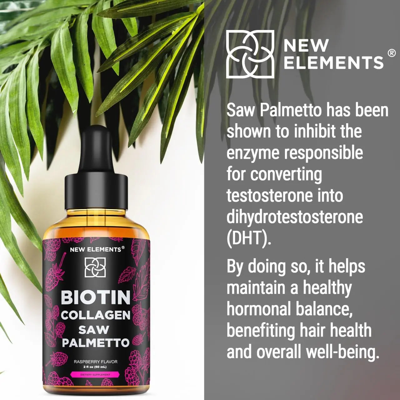 Liquid Biotin with Collagen & Saw Palmetto Extract for Women and Men | Hair Growth New Elements Au supplements