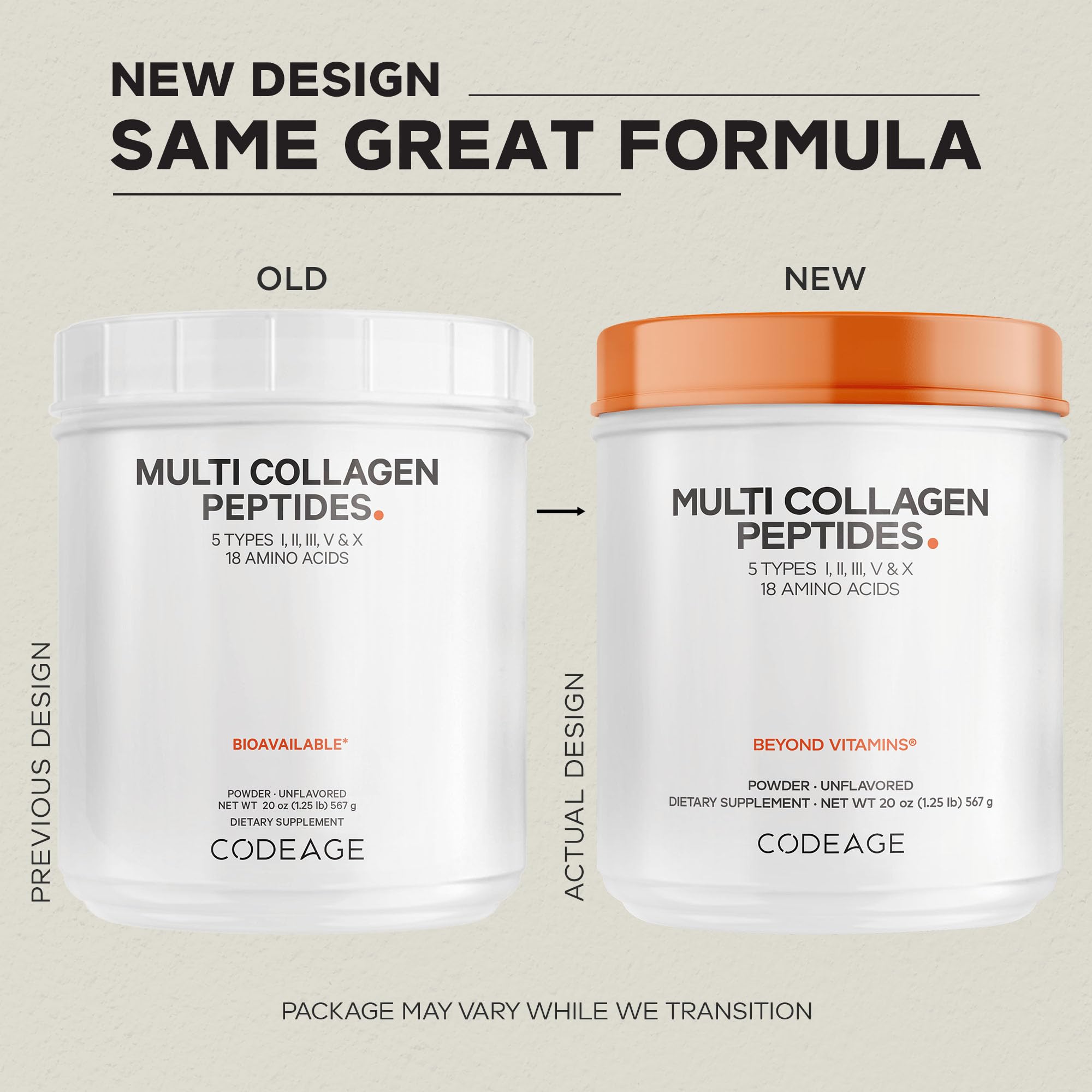 Codeage Multi Collagen Protein Powder Peptides, Hydrolyzed Collagen for Women & Men, Collagen Supplements, Grass Fed Bone Broth, 2-Month Supply, Unflavored, Type 1, 2, 3, 5 & 10, Non-GMO - 20 OZ Codeage Au supplements