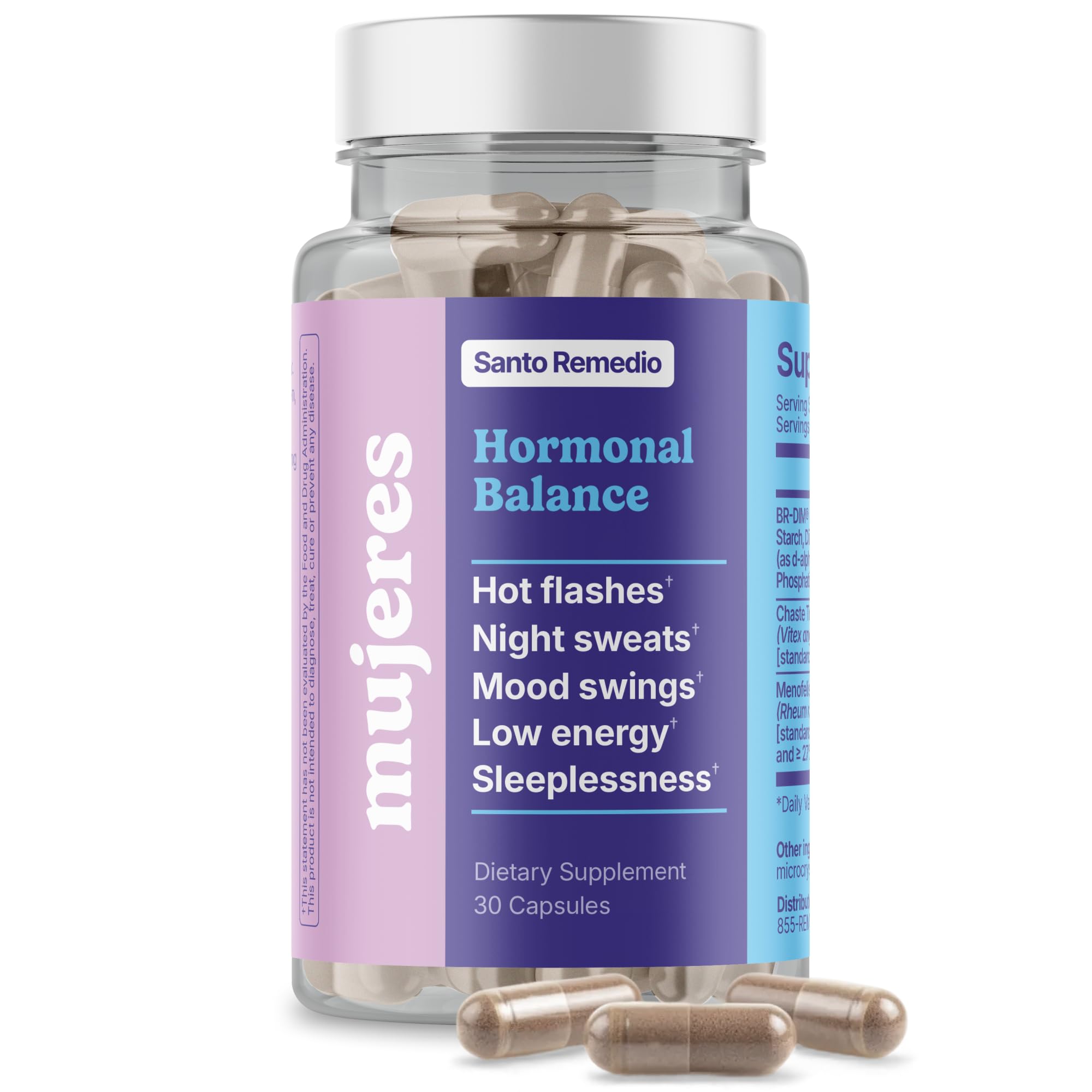 Santo Remedio Hormonal Balance for Women | Menopause Support for Hot Flashes, Night Sweats & Mood Swings | Hormone-Free Formula with Siberian Rhubarb, Chaste Tree & DIM | Doctor Juan Rivera Product Santo Remedio Au supplements