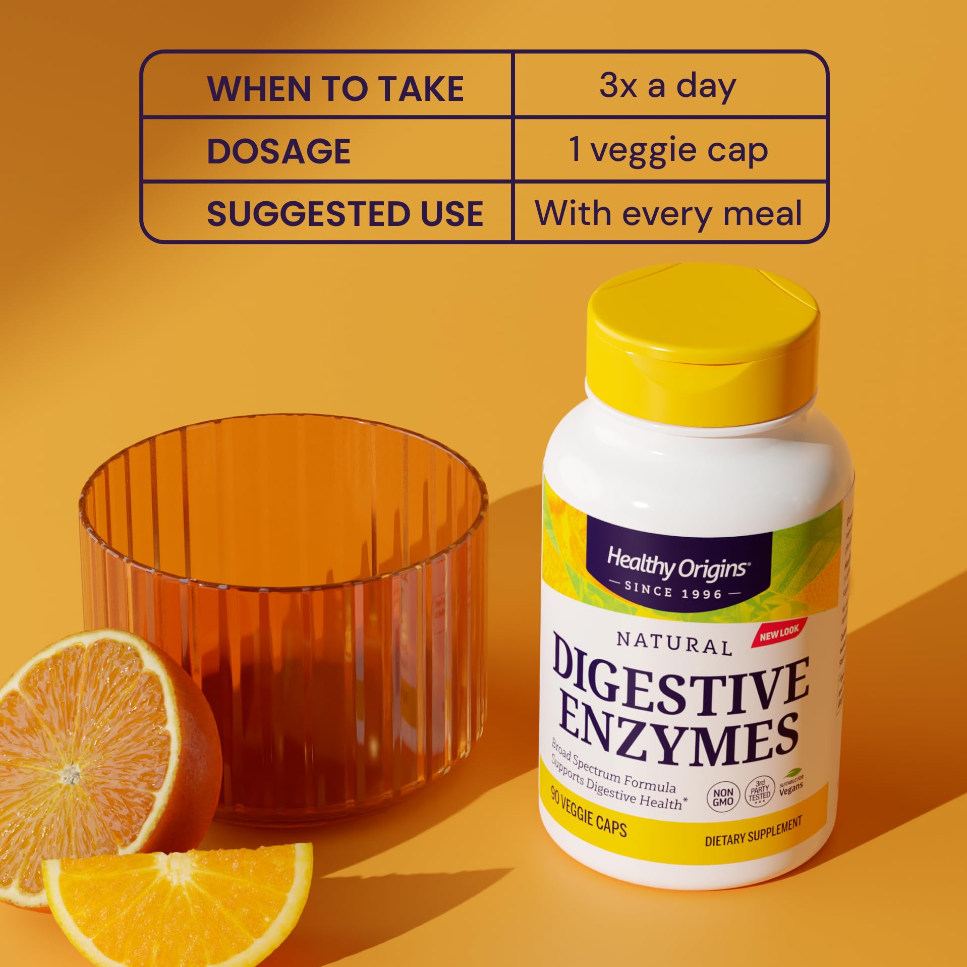 Healthy Origins Digestive Enzymes, 90 Veggie Capsules - Broad Spectrum, Multi-Enzyme Blend with Protease, Amylase & Lipase - Supports GI Comfort,