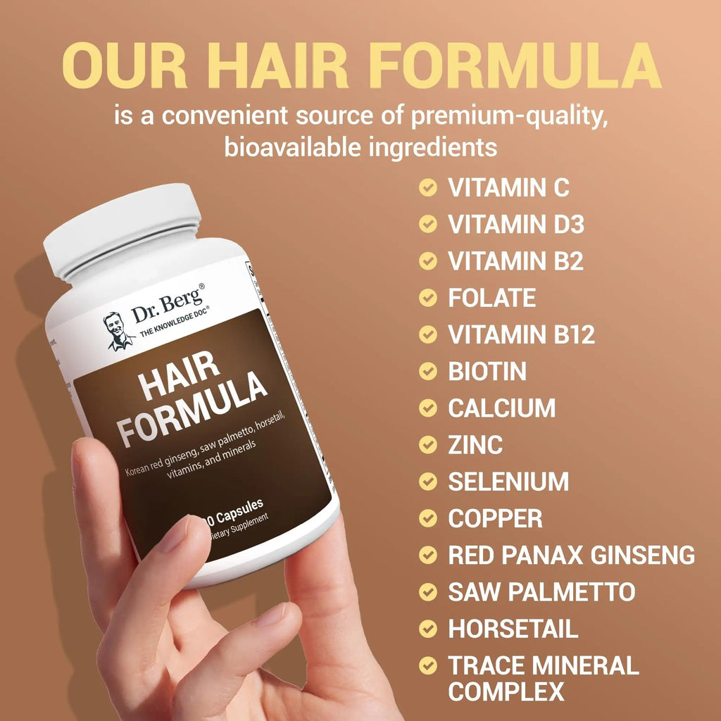 Dr. Berg All-in-One Vitamins for Hair, Skin, & Nails - Advanced Formula with Biotin, Saw Palmetto, DHT Blocker, & Trace Minerals - 90 Veg Capsules Dr. Berg Nutritionals Au supplements