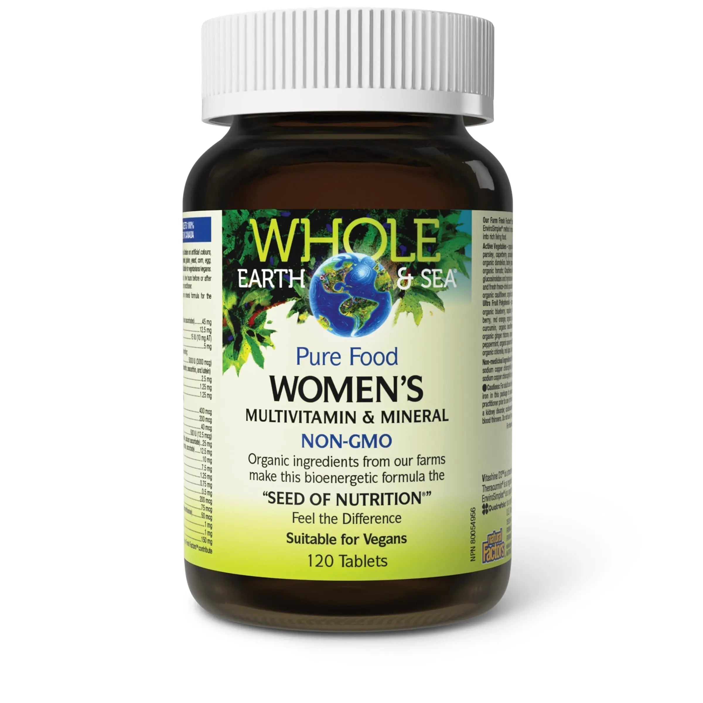 Natural Factors Whole Earth & Sea Women's Multivitamin & Mineral, Whole Food Supplement, Vegan, 120 Tablets Natural Factors Au supplements