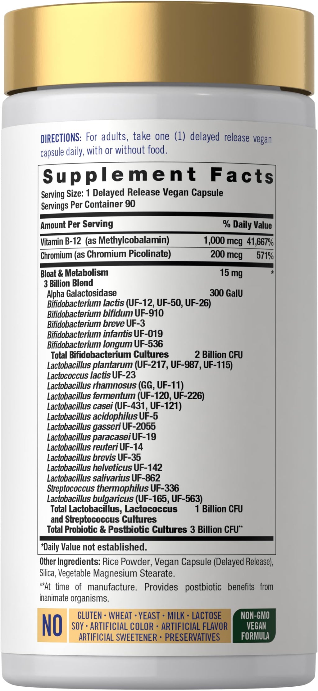 Carlyle Bloat and Metabolism Probiotic | 90 Capsules | Bloating Relief Formula | Sugar & Cellular Energy Support | for Women and Men | Vegan, Non-GMO, Gluten Free Carlyle Au supplements