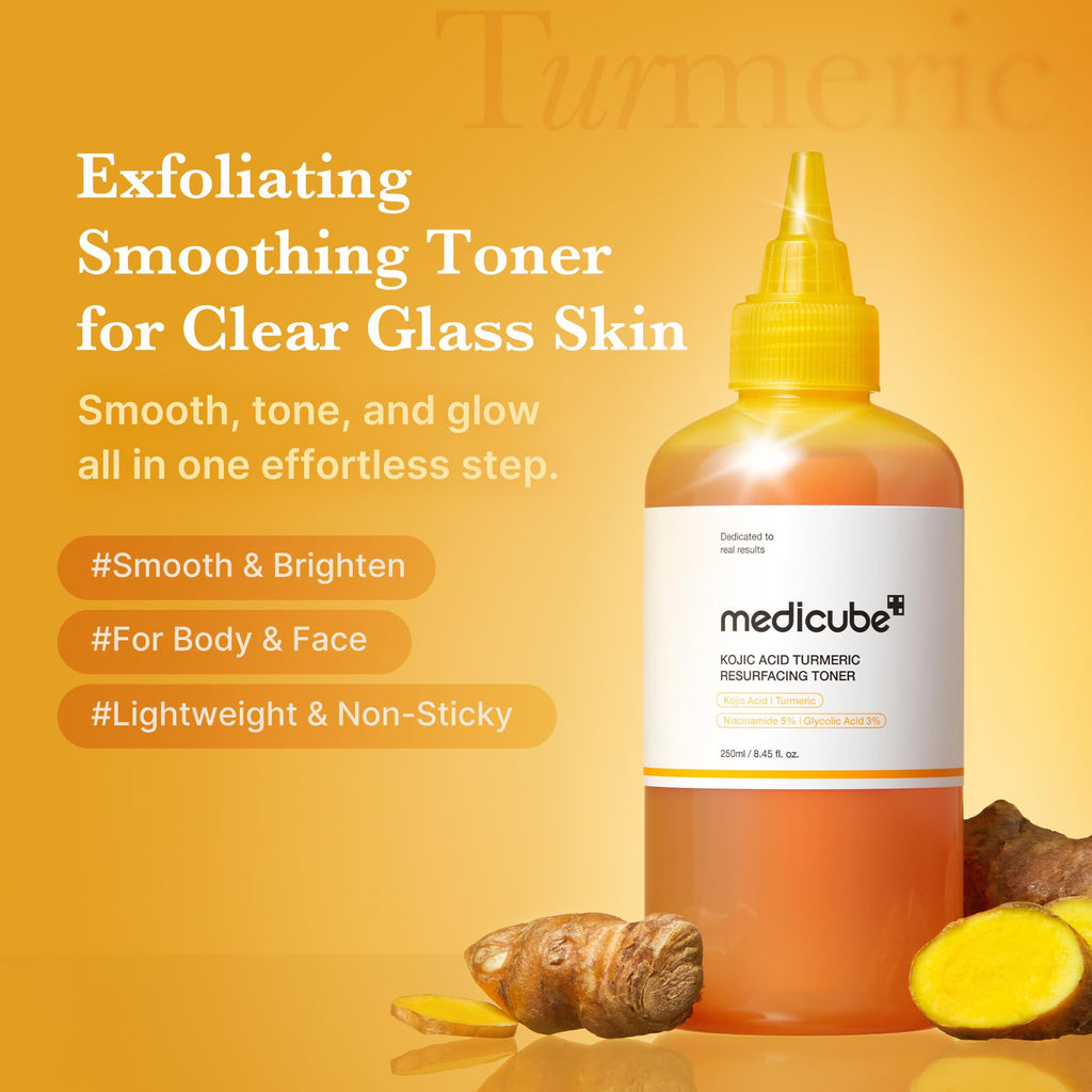 medicube Kojic Acid Turmeric Smoothing Toner for Face & Body | Lightweight Toner for Balancing Uneven Skin Tone & Texture