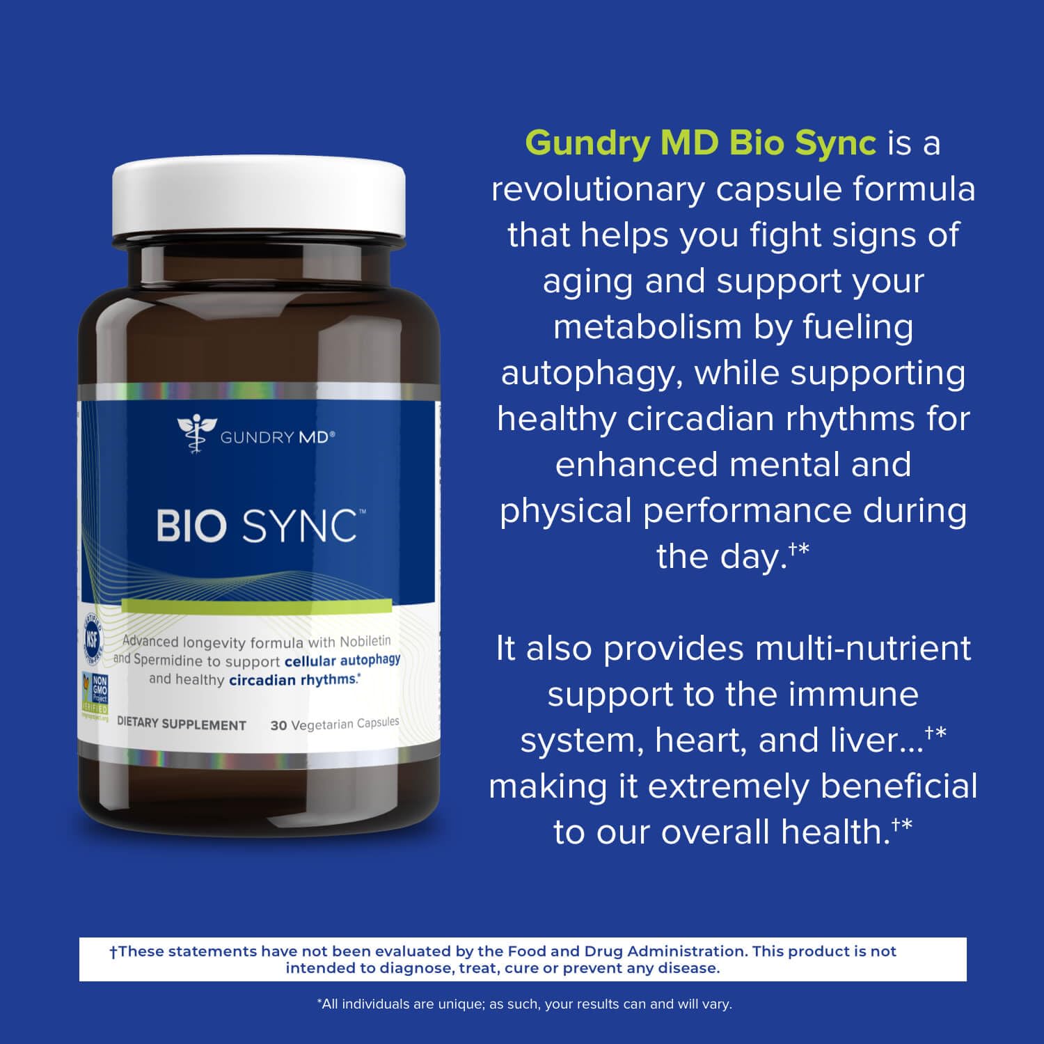 Gundry MD® Bio Sync Supplement for Daytime Energy, Supports Focus and Memory†* - (30 Capsules)