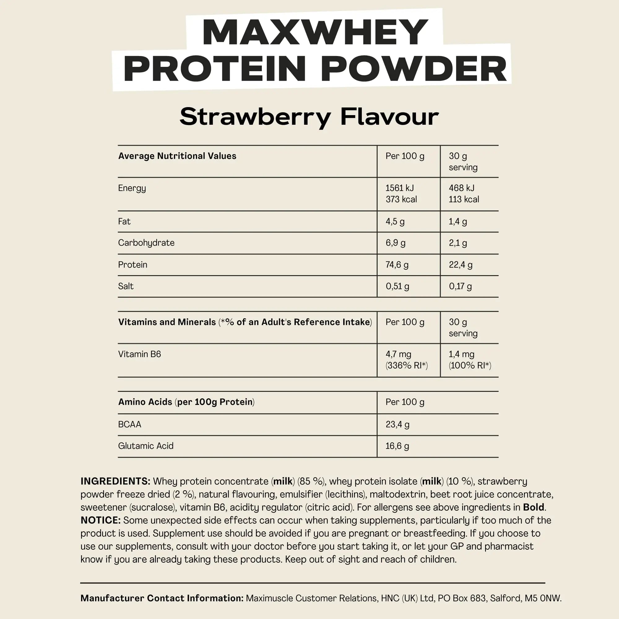 MaxiNutrition - MaxWhey - Whey Protein Powder Strawberry - Low-Fat - Low Sugar MaxiNutrition Au supplements