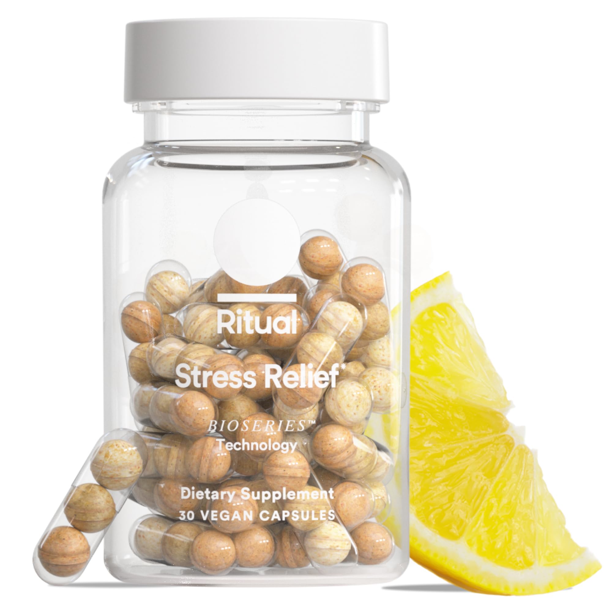Ritual Stress Relief Supplement - Ashwagandha, L-Theanine, & Saffron - Helps Reduce Stress, Manage Cortisol, Promotes Calm, Relaxation* - All Day Support