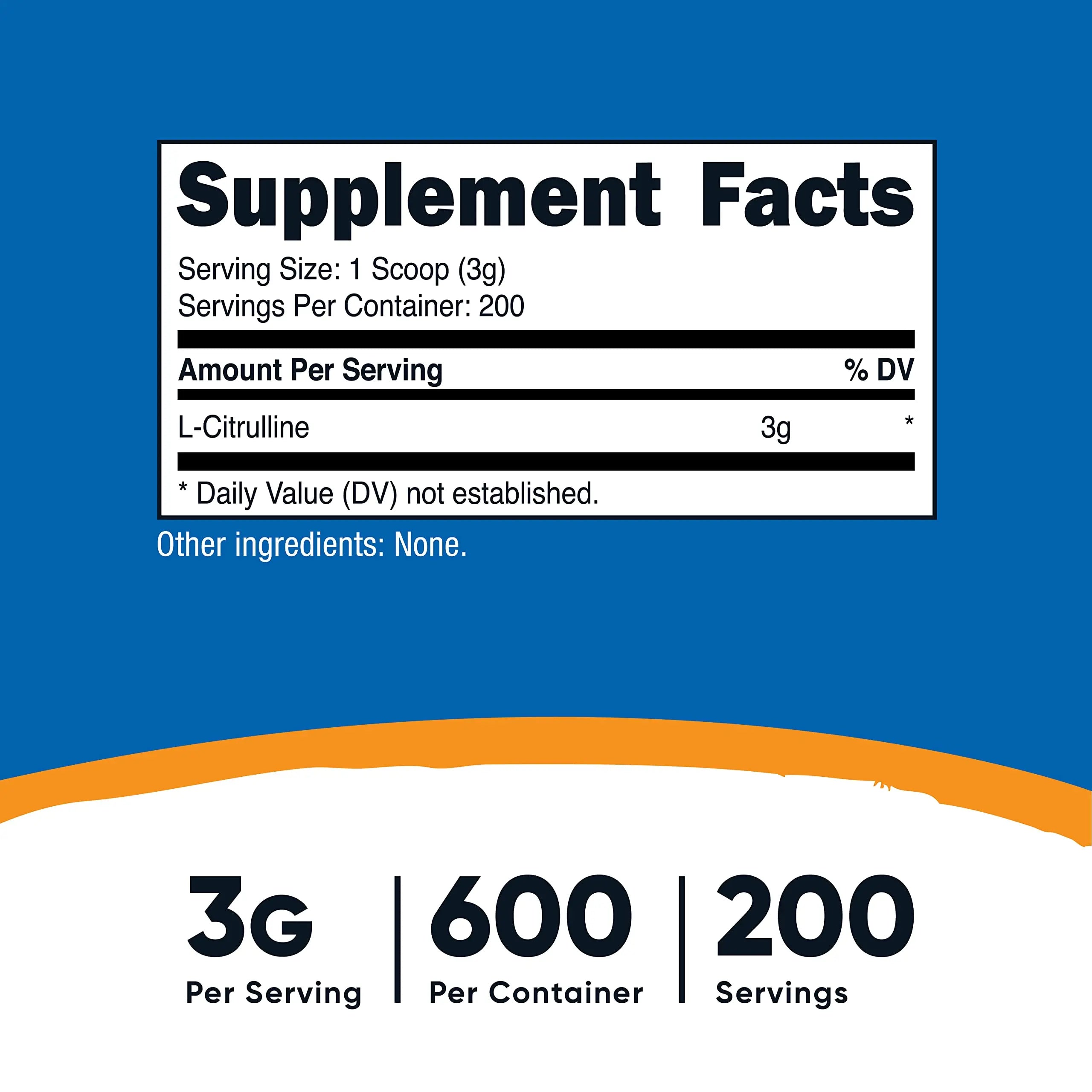 Nutricost Pure L-Citrulline (Base) Powder (600 Grams) Nutricost Au supplements