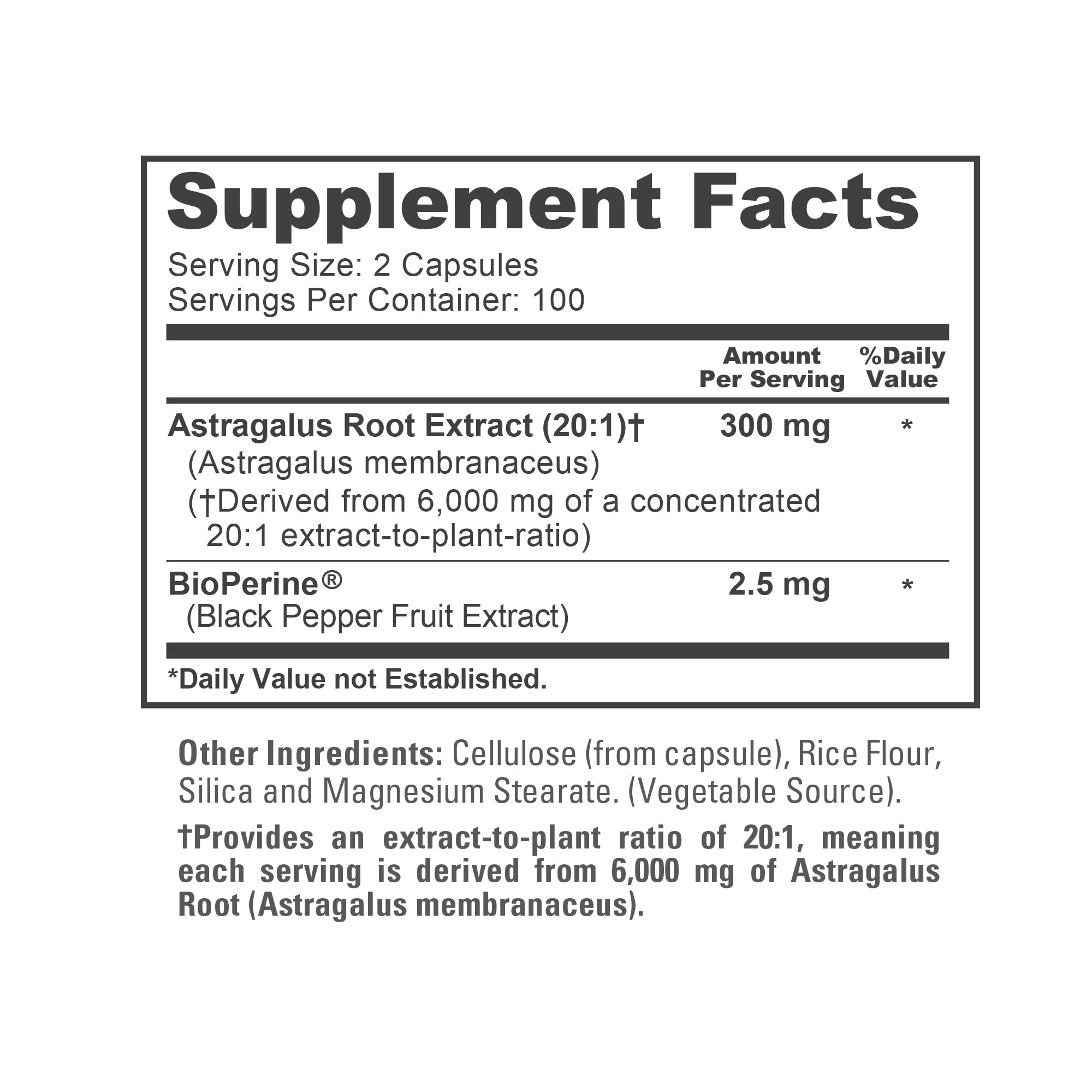 NusaPure Astragalus 20:1 Extract, 300 mg Equivalent to 6,000mg Per Serving, 200 Veggie Capsules, Vegan, Non-GMO & Bioperine NusaPure Au supplements
