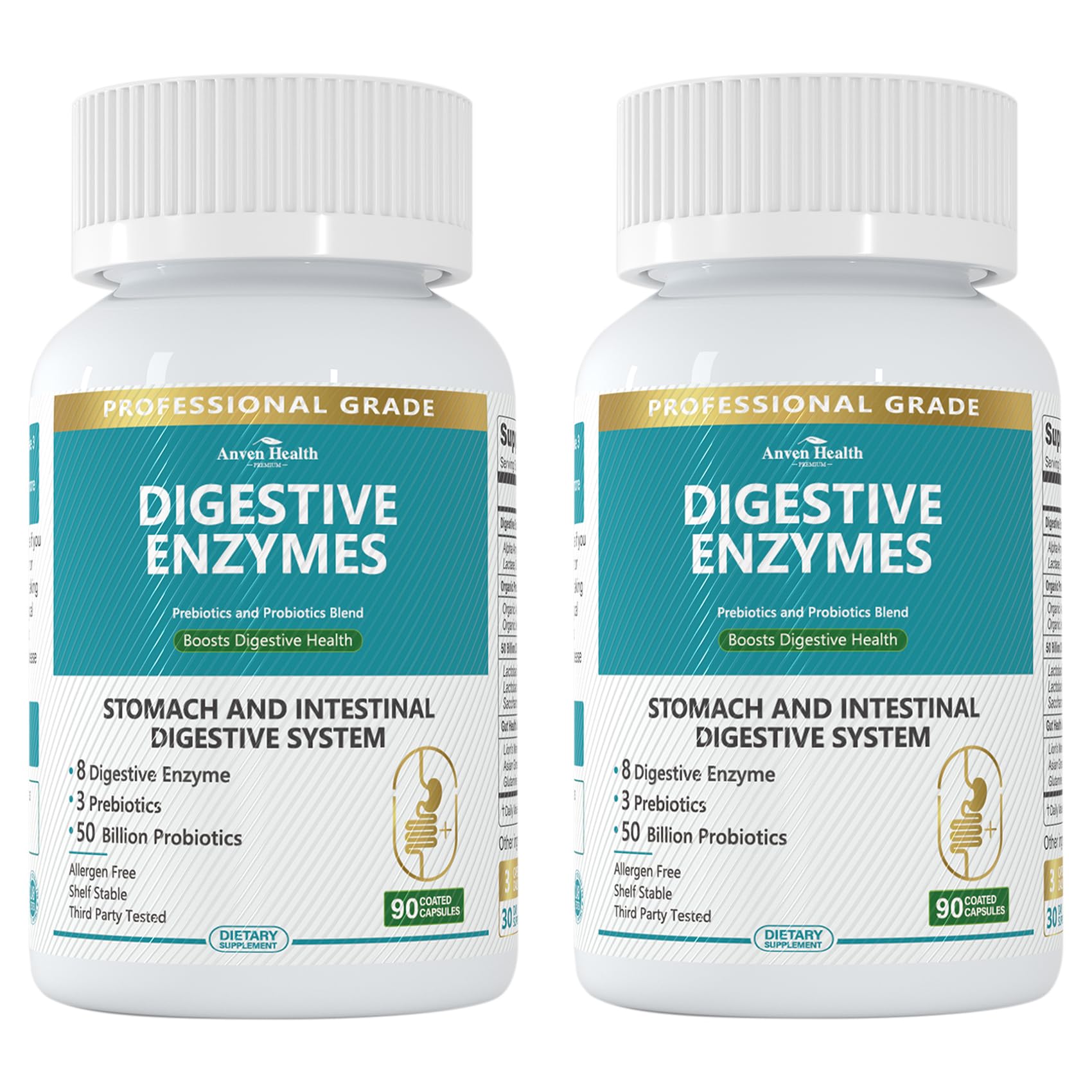 Anven Health 800mg Digestive Enzymes for Men and Women with Probiotics & Prebiotics, 8 Key Enzymes, Protease, Amylase & Lipase | 180 Capsules - A 60-Day Supply for Bloating & Gas Relief - Non-GMO Anven Health Au supplements