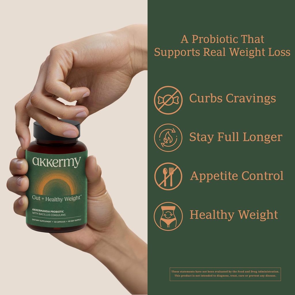 Akkermansia Probiotic for Appetite Suppressant & Craving Control | Increases GLP-1 for Weight Loss | 60 Day Supply | Made in USA | Bacillus Coagulans, B2, D3 & Chromium | SIBO Friendly, Vegan Akkermy Au supplements