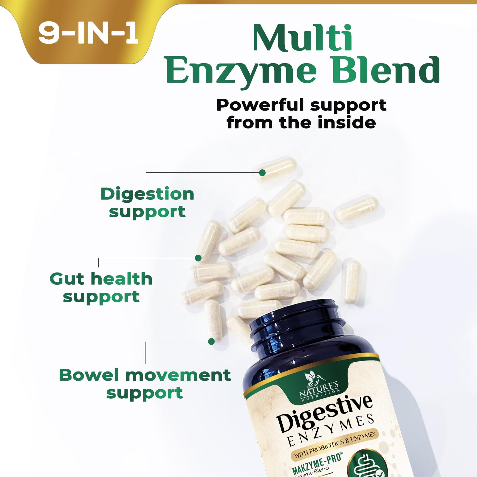 Digestive Enzymes - Super Digestive Multi Enzyme Complex for Bloating & Gut Health Support with Bromelain, Papain, Probiotics & Prebiotics - Digestion Health
