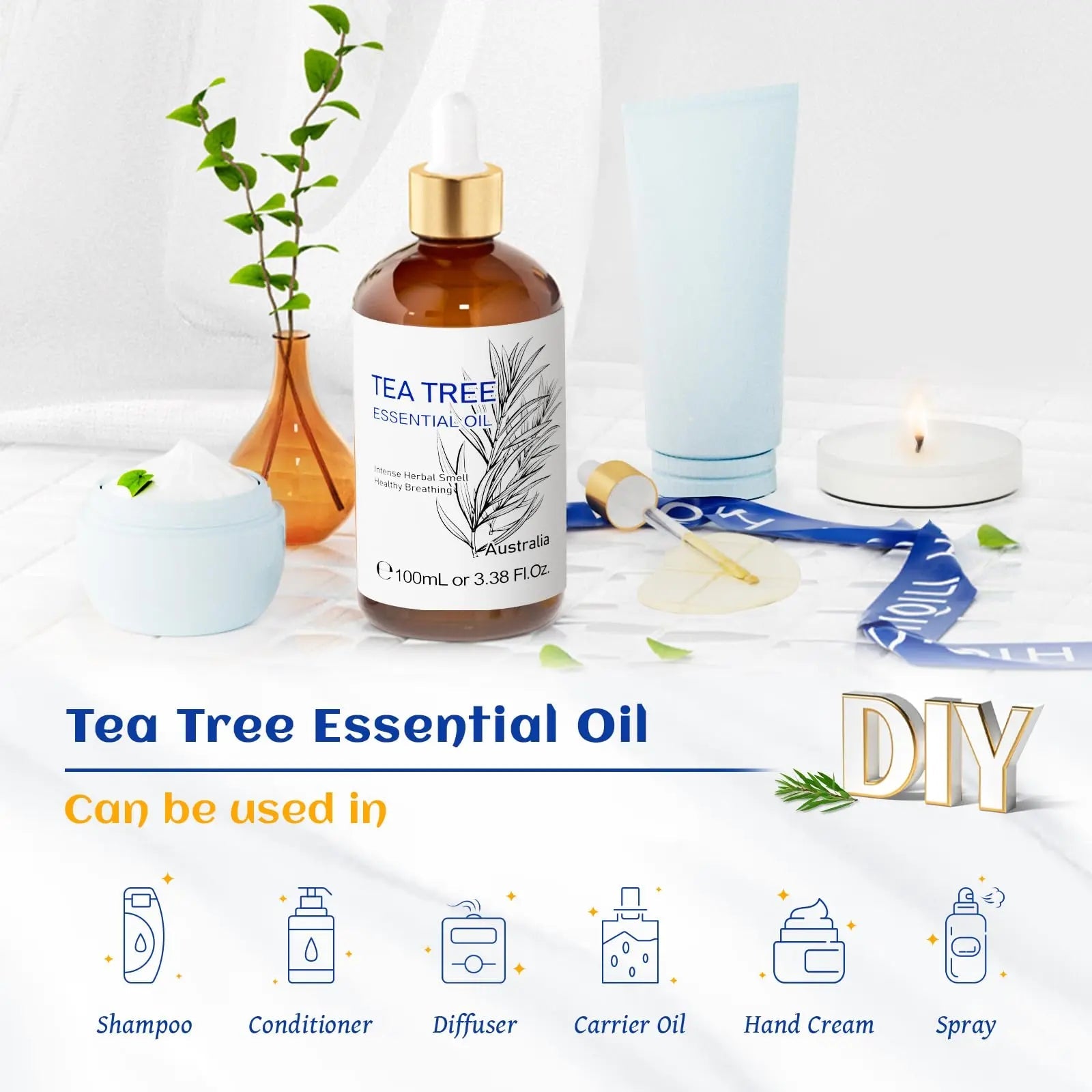 HIQILI Tea Tree Essential Oil (100 ML), 100% Pure for Toenail Fungus, Hair Damage HIQILI Au supplements