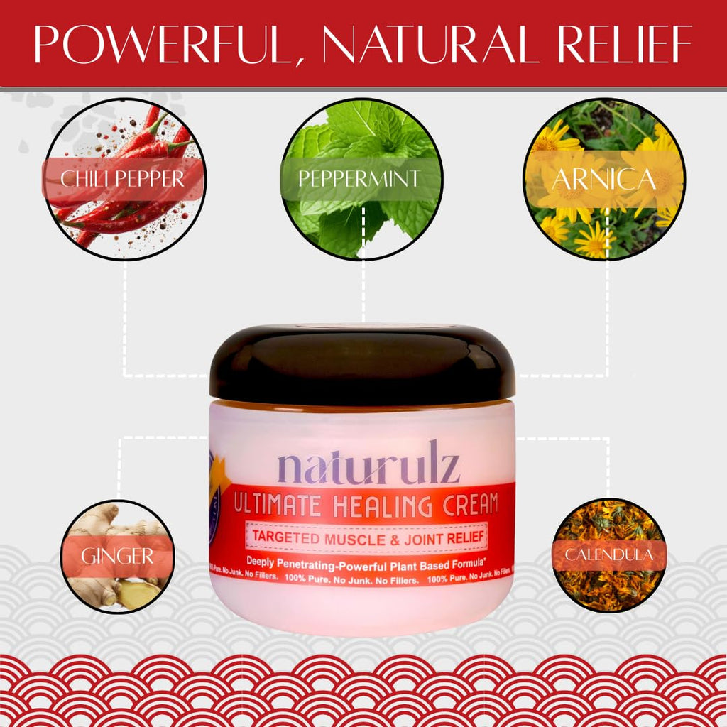 Naturulz Ultimate Healing Cream 4 ounce All-Natural Extra Strength Muscle Rub & Joint Topical for Back, Neck & Shoulder Discomfort with Arnica, Calendula & Capsaicin. 'NO JUNK' Extra Strength Formula. Naturulz Au supplements