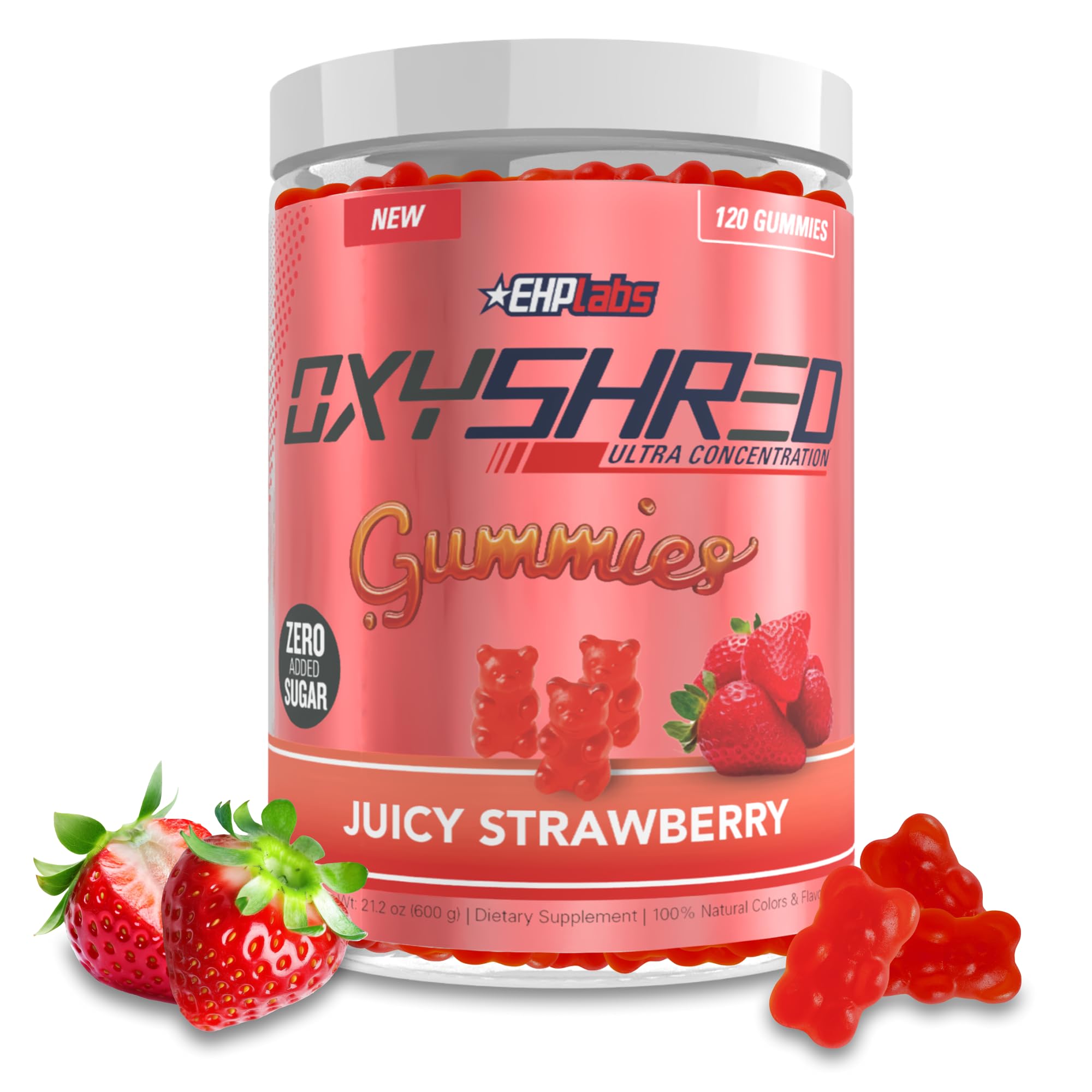 EHP Labs OxyShred Gummies - Pre Workout Gummies & Energy Chews with 100mg Caffeine, L-Carnitine for Thermo & Metabolic Support, All Natural Energy Boost