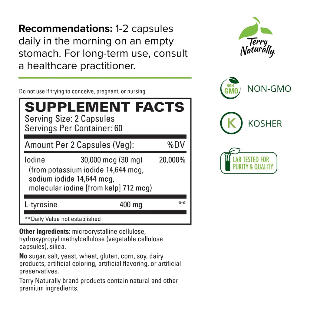 Terry Naturally Thyroid Care - 120 Capsules - Complete Metabolic Function - with Iodine Terry Naturally Au supplements