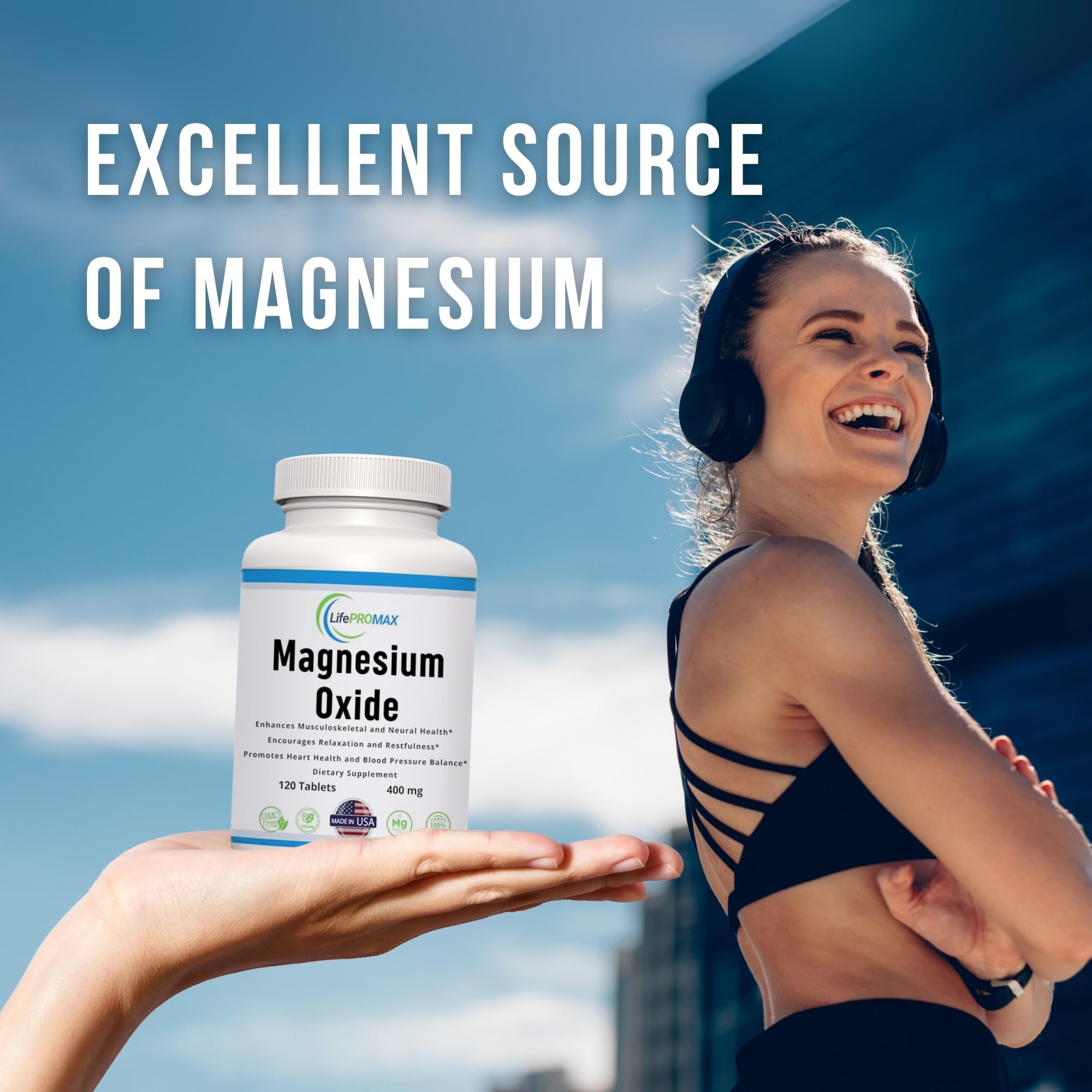 Magnesium 400mg [High Potency] Supplement – Magnesium Oxide for Immune Support, Muscle Recovery, Leg Cramps and Relaxation 120 Tablets LifePROMAX Au supplements