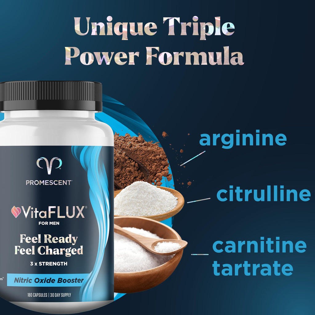 Promescent VitaFLUX Nitric Oxide Supplements for Men, Fast Acting Male Enhancing Pills for Stamina, Size & Performance, L-Arginine L-Citrulline L-Carnitine (30 Servings) Promescent Au supplements