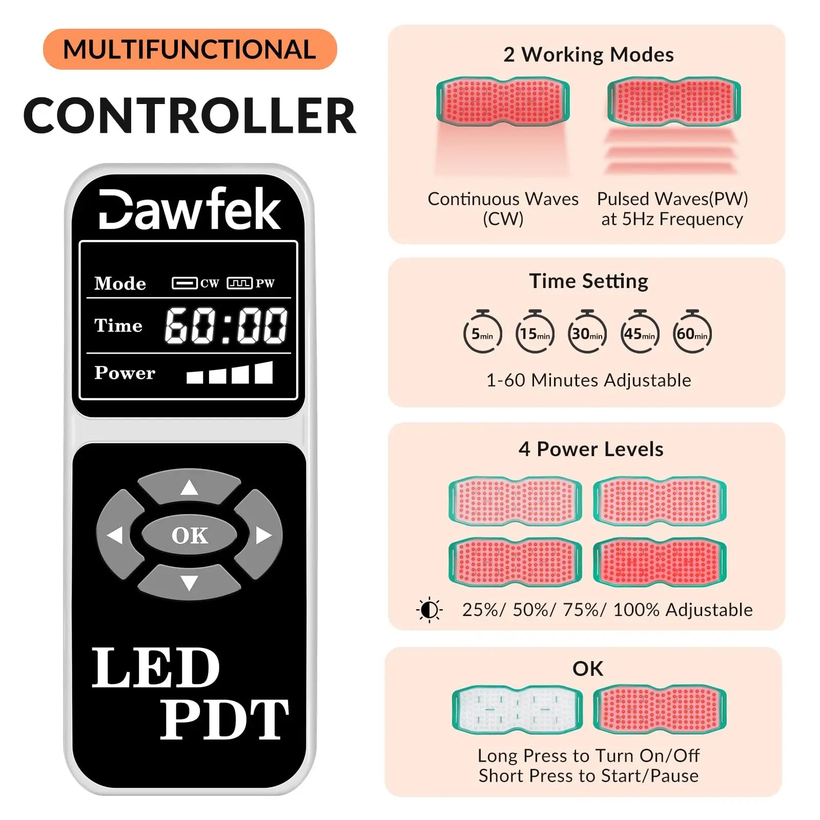 Dawfek Red Light Therapy Belt for Pain Relief Silicone Wearable Near Infrared Light Wrap Deep Dawfek Au supplements