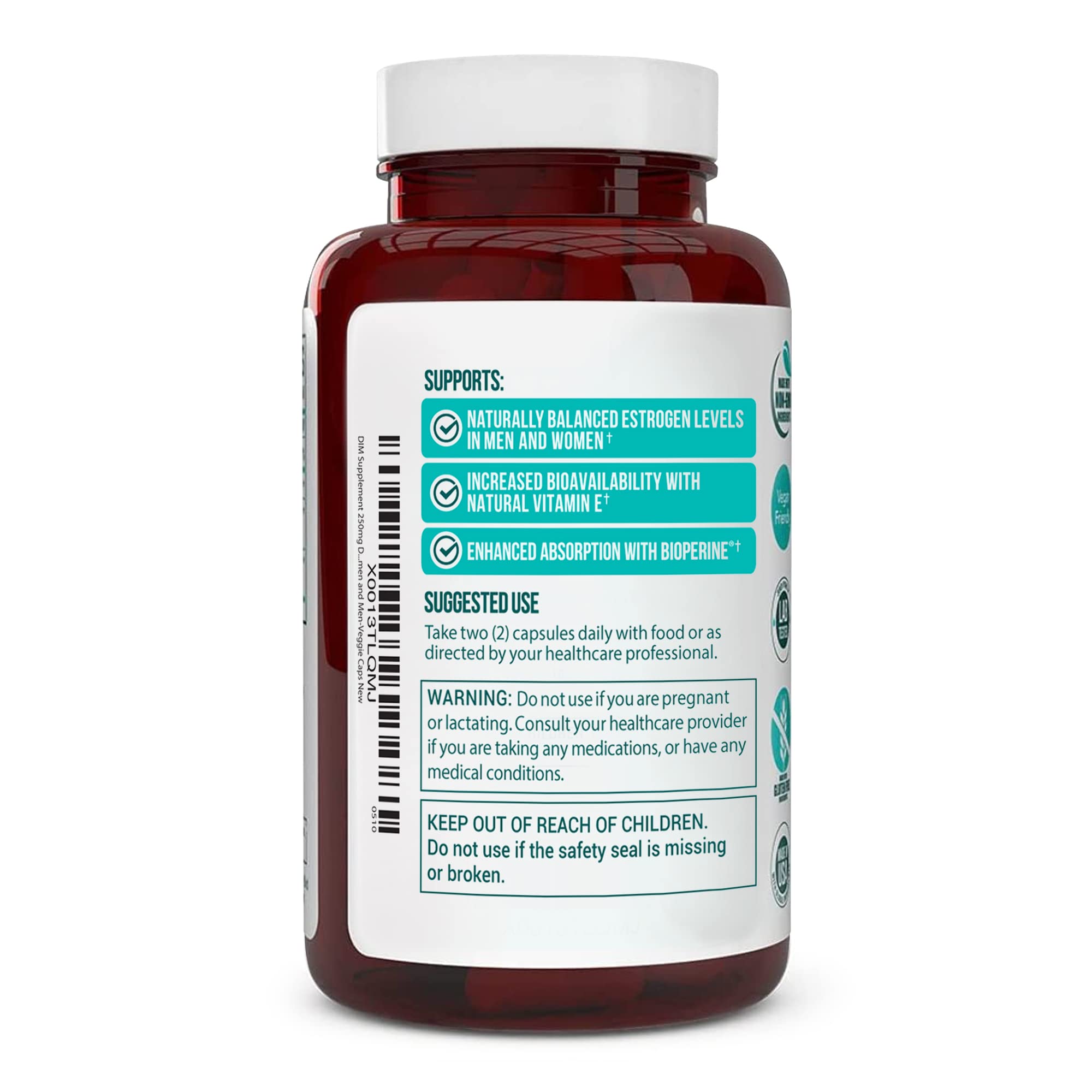 DIM Supplement 250mg (Diindolylmethane)-Plus Dong Quai, Natural Vitamin E & BioPerine - Supports Menopause Relief & Hormonal Acne -Hormone Balance Support for Women and Men-Veggie Caps Truevantage Nutrition Au supplements