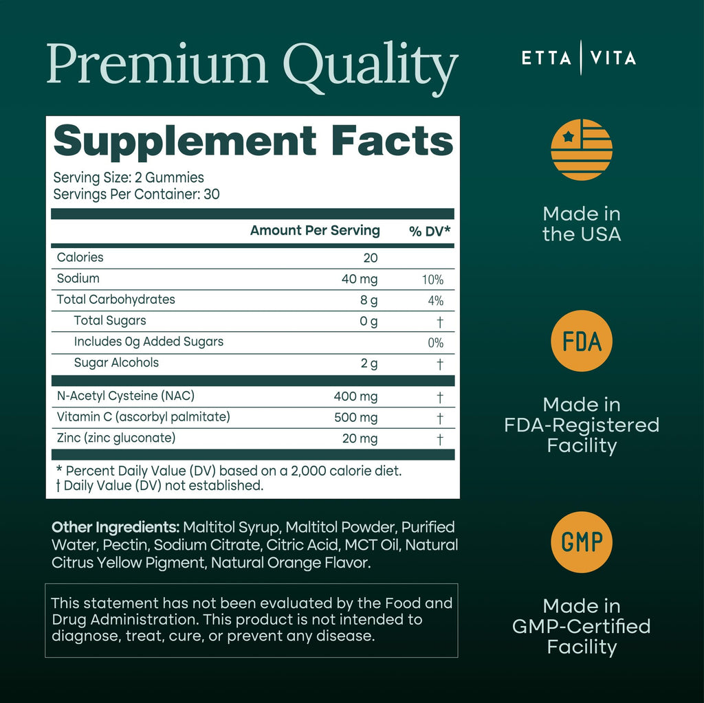 Sugar-Free NAC Gummies (Immune Support Complex) N-Acetyl Cysteine, Vitamin C & Zinc - Supports Respiratory Health, Liver Detox & Cleanse, Kidney Function, NAC Supplement for Kids and Adults - Vegan