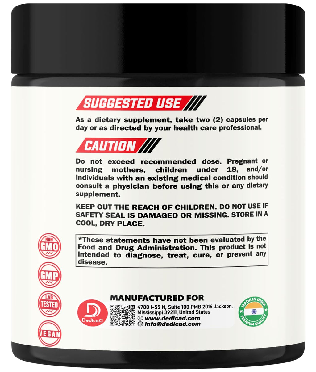 DEDICAD 9in1 Cortisol Supplement - Ashwagandha and Magnesium Glycinate and Chelate - Brain Health & Restful Night & Mood Balance - 90 Capsules Supply 45 Days DEDICAD Au supplements