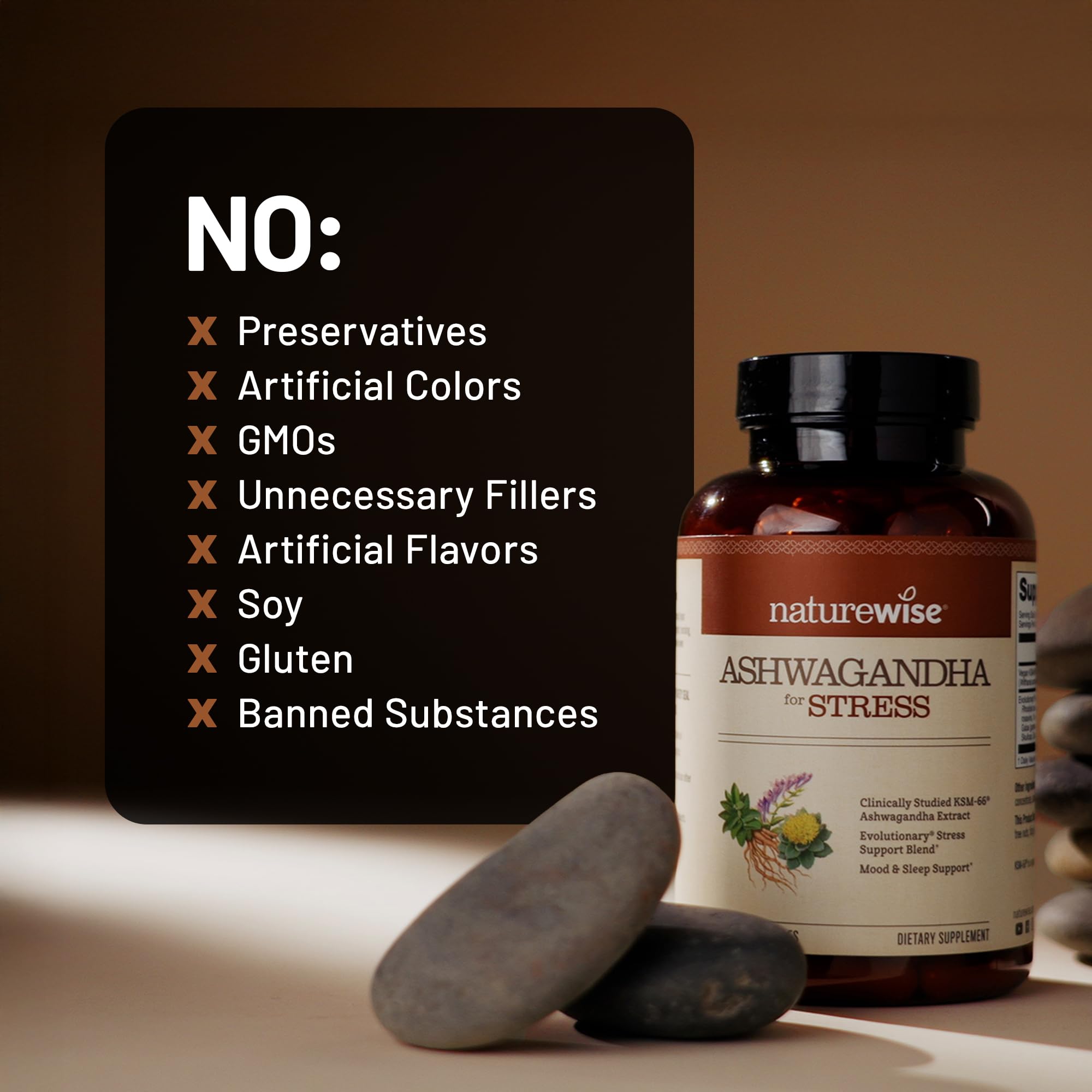 NatureWise Ashwagandha for Stress - With KSM-66 Extract, GABA, L-Theanine, Rhodiola Rosea - Herbal Mood & Sleep Support - Vegan, Non-GMO, Gluten-Free - 60 Capsules[1-Month Supply] NatureWise Au supplements