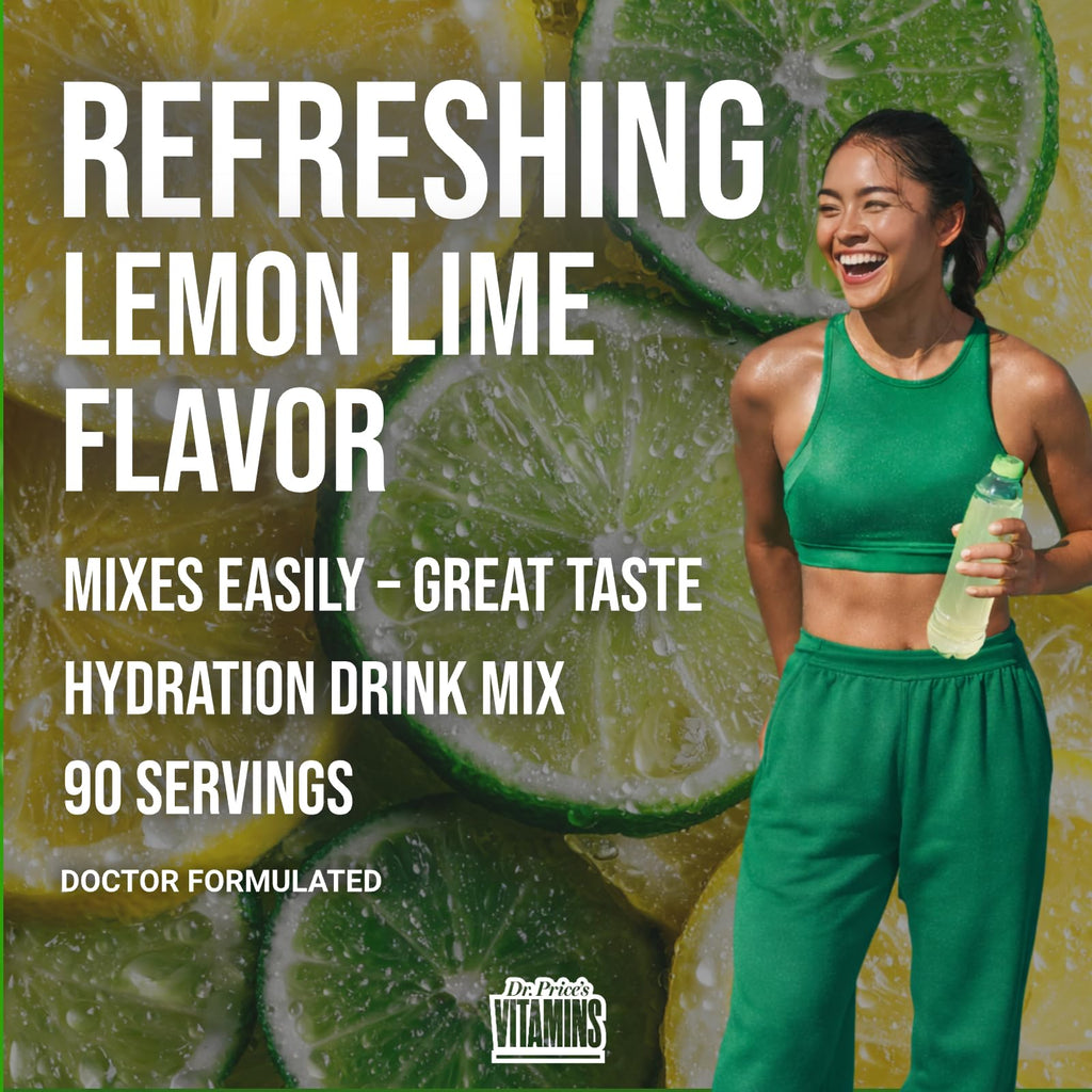 Dr. Price’s Electrolytes Powder Bulk – Lemon Lime, 90 Servings | Sugar Free Hydration Drink Mix with 72+ Trace Minerals, Manganese | Keto Electrolytes