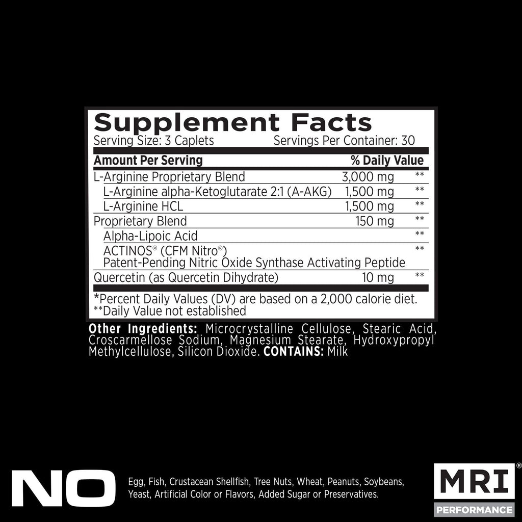 MRI Performance NO2 Nitric Oxide Booster, Original Formula with 3,000mg L-Arginine & AAKG, Nitric Oxide Production, Healthy Blood Pressure & Heart Health (90 Caplets) MRI Au supplements