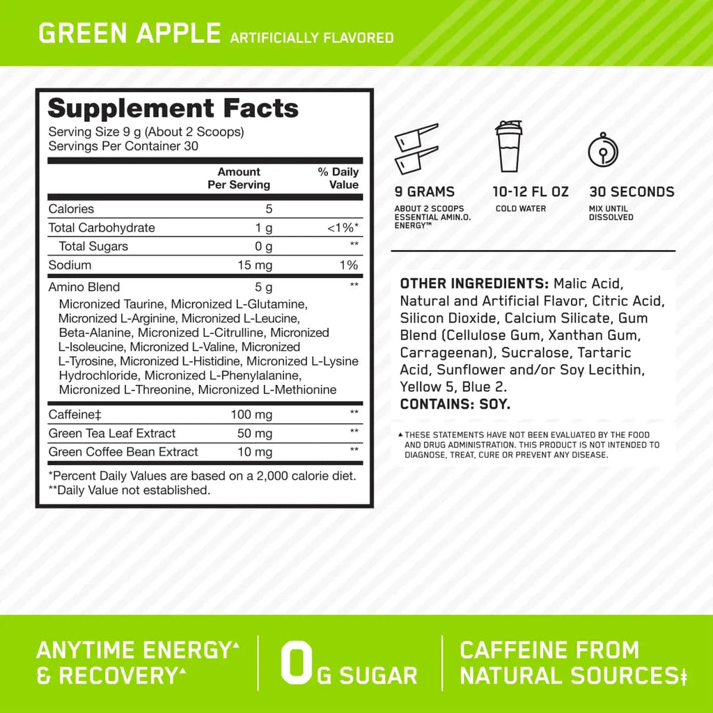 Optimum Nutrition Amino Energy - Pre Workout with Green Tea, BCAA, Amino Acids Optimum Nutrition Au supplements