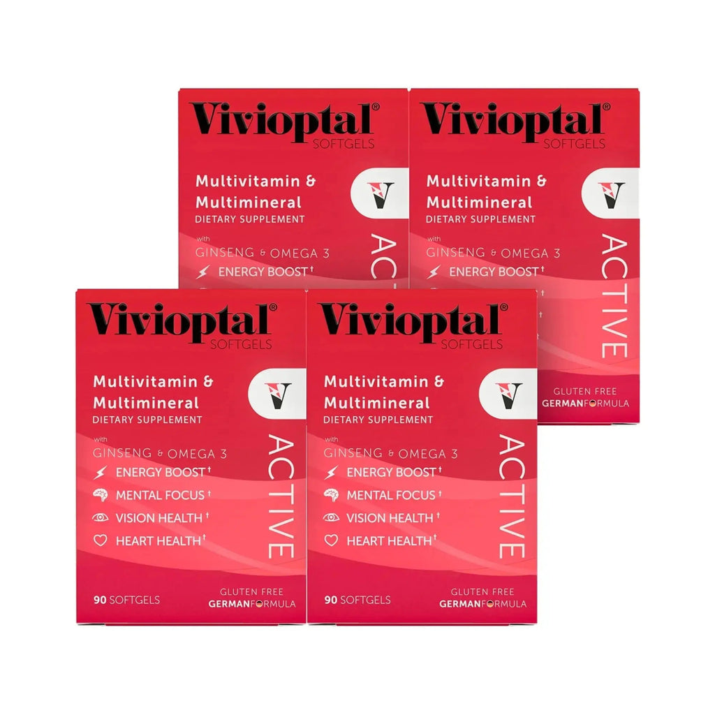 Vivioptal Active, 90 Softgels (1 Year Supply), Ginseng & Omega 3, Multivitamin & Multimineral, Gluten Free, German Formula Vivioptal Vitamins Au supplements